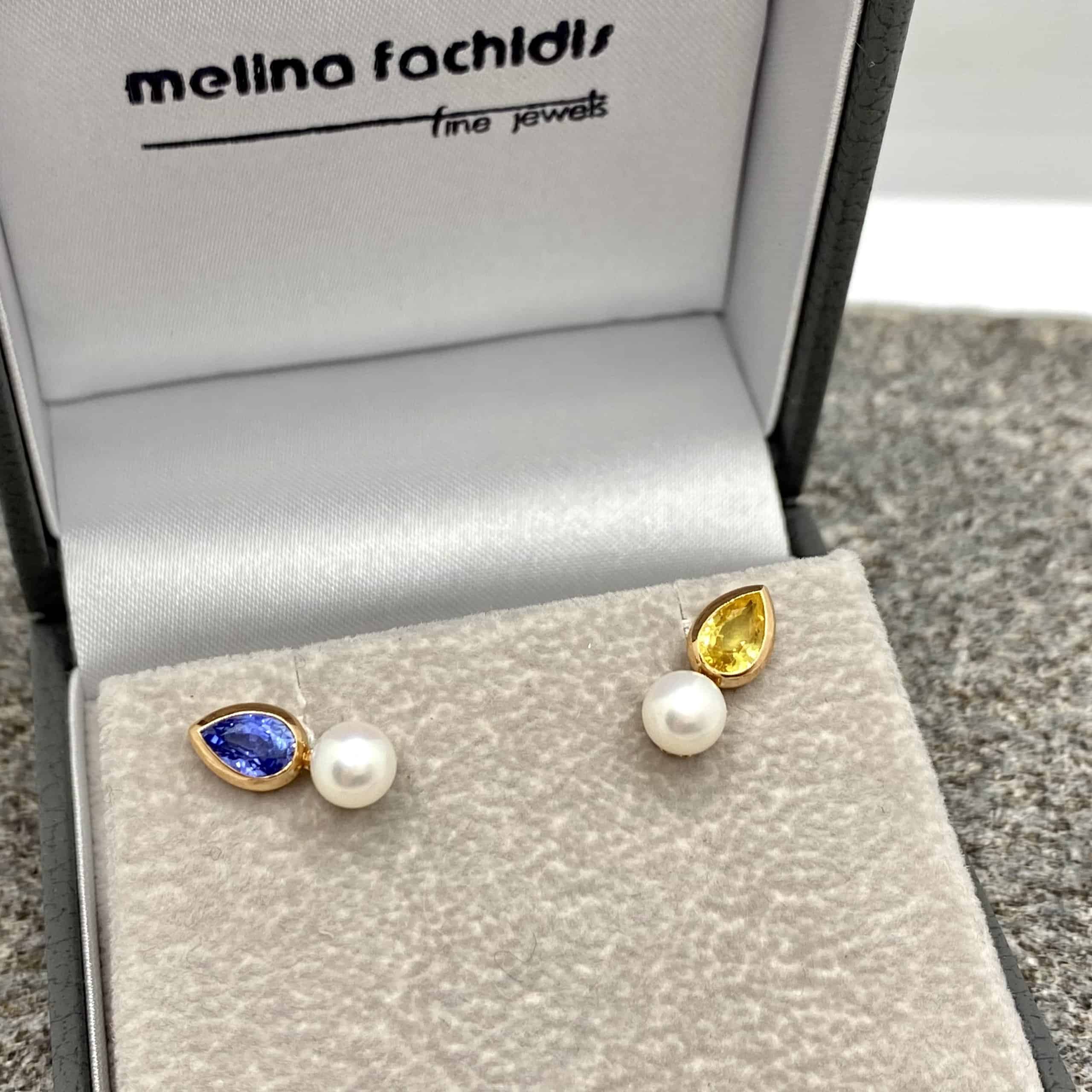 Sapphire & pearl stud earrings — Melina Fachidis (5)