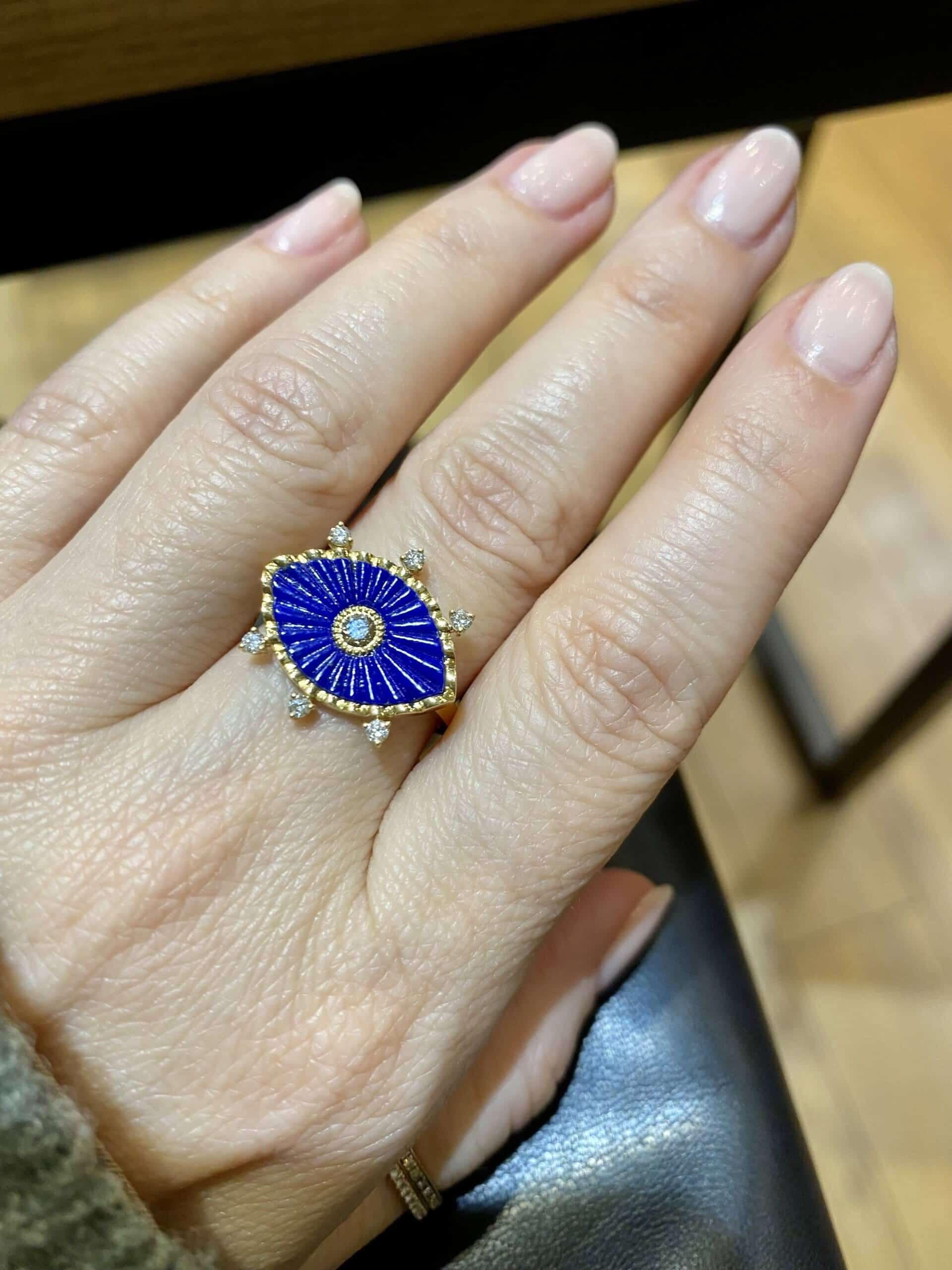 Lapis lazuli eye shaped diamond ring — Melina Fachidis (7)
