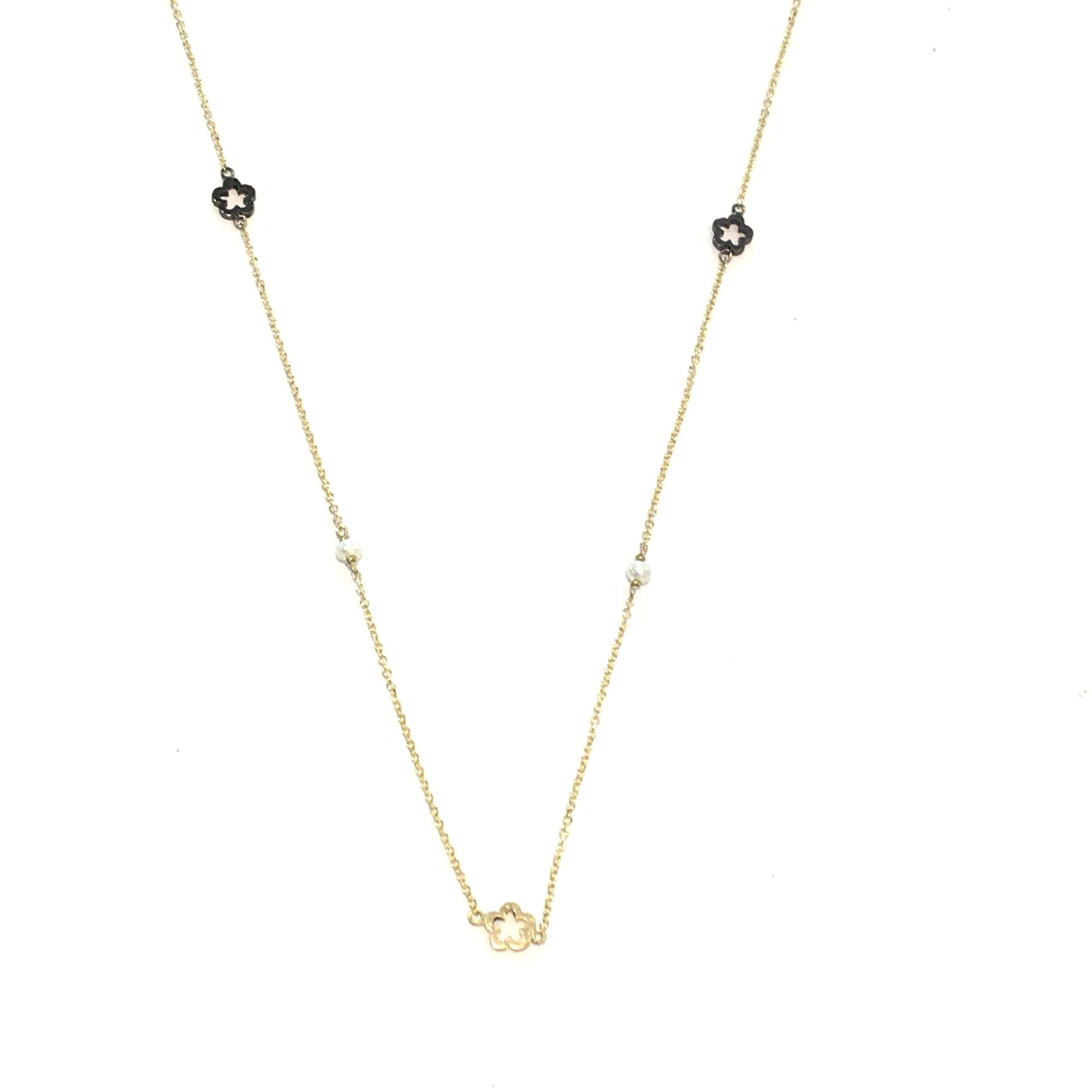 Flower pearls chain necklace — Melina Fachidis