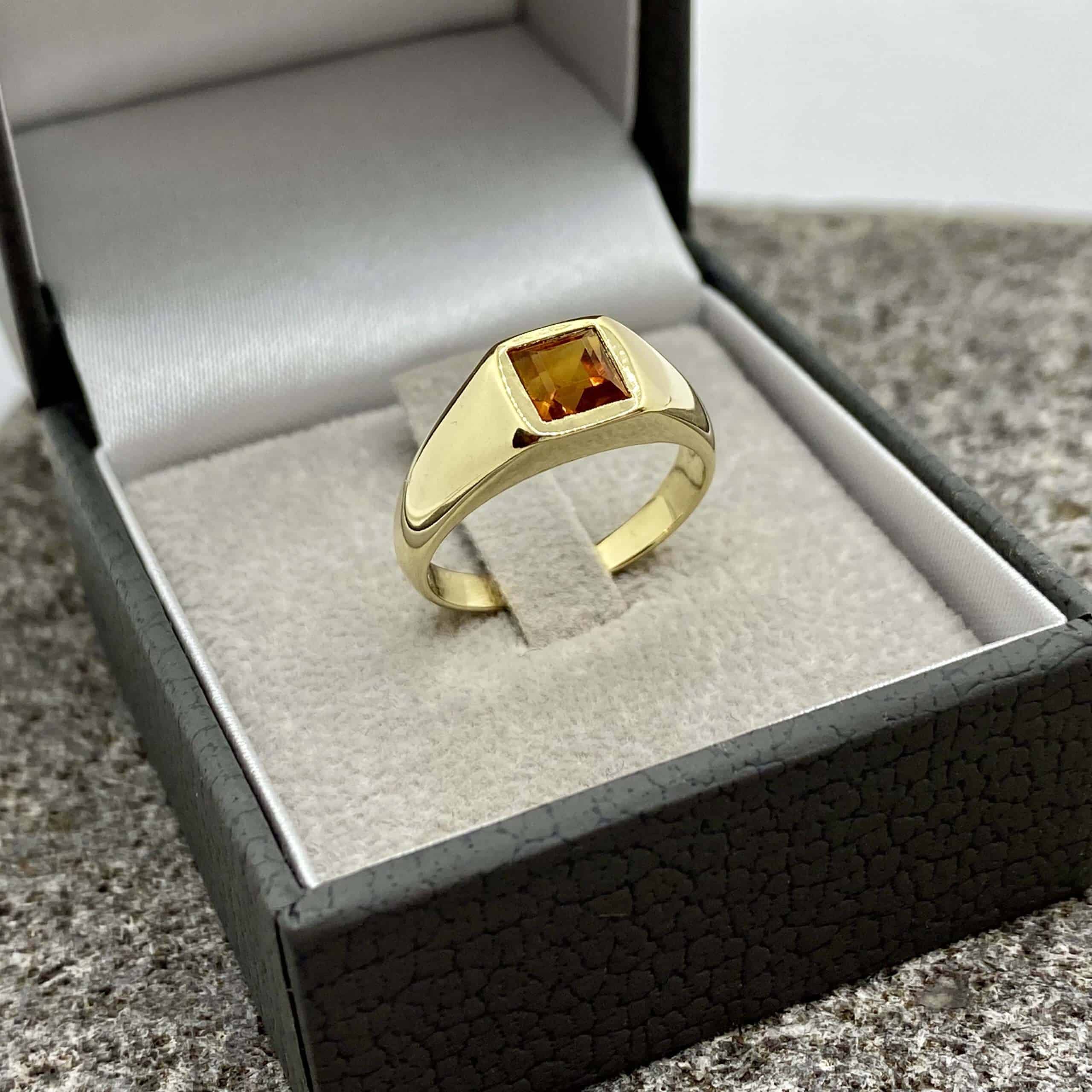 Square citrine unisex ring — Melina Fachidis (4)