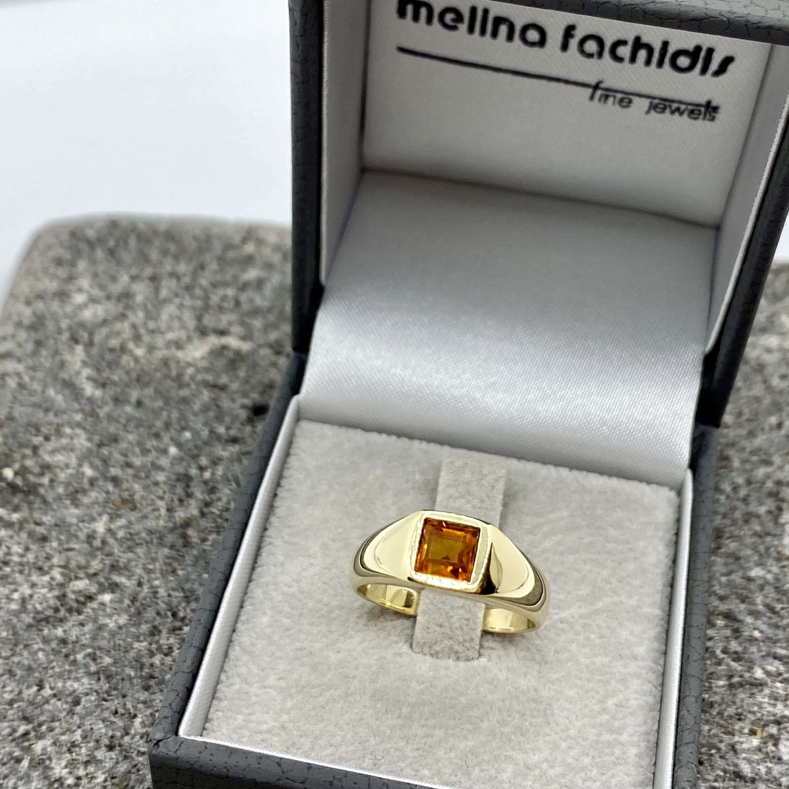 Square citrine unisex ring — Melina Fachidis (5)