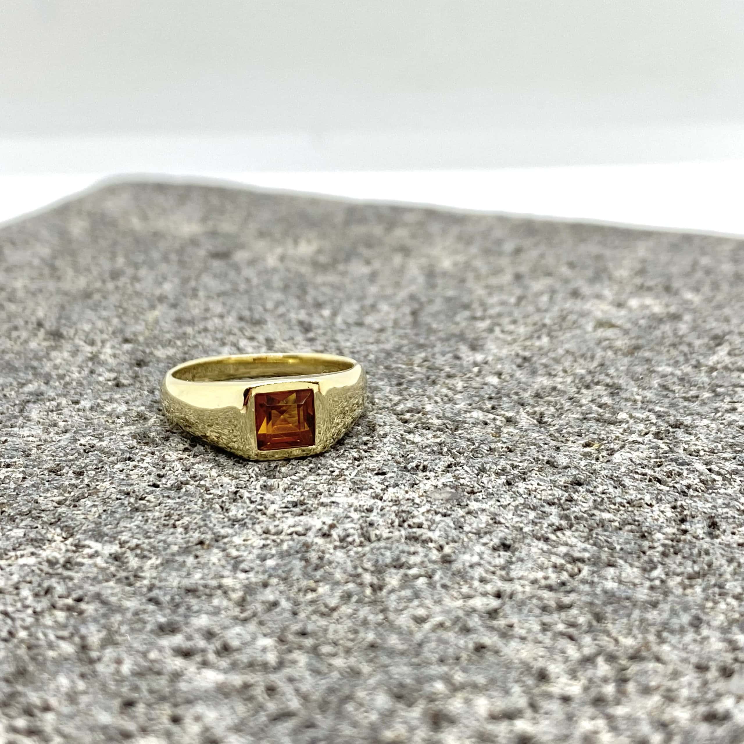 Square citrine unisex ring — Melina Fachidis (6)