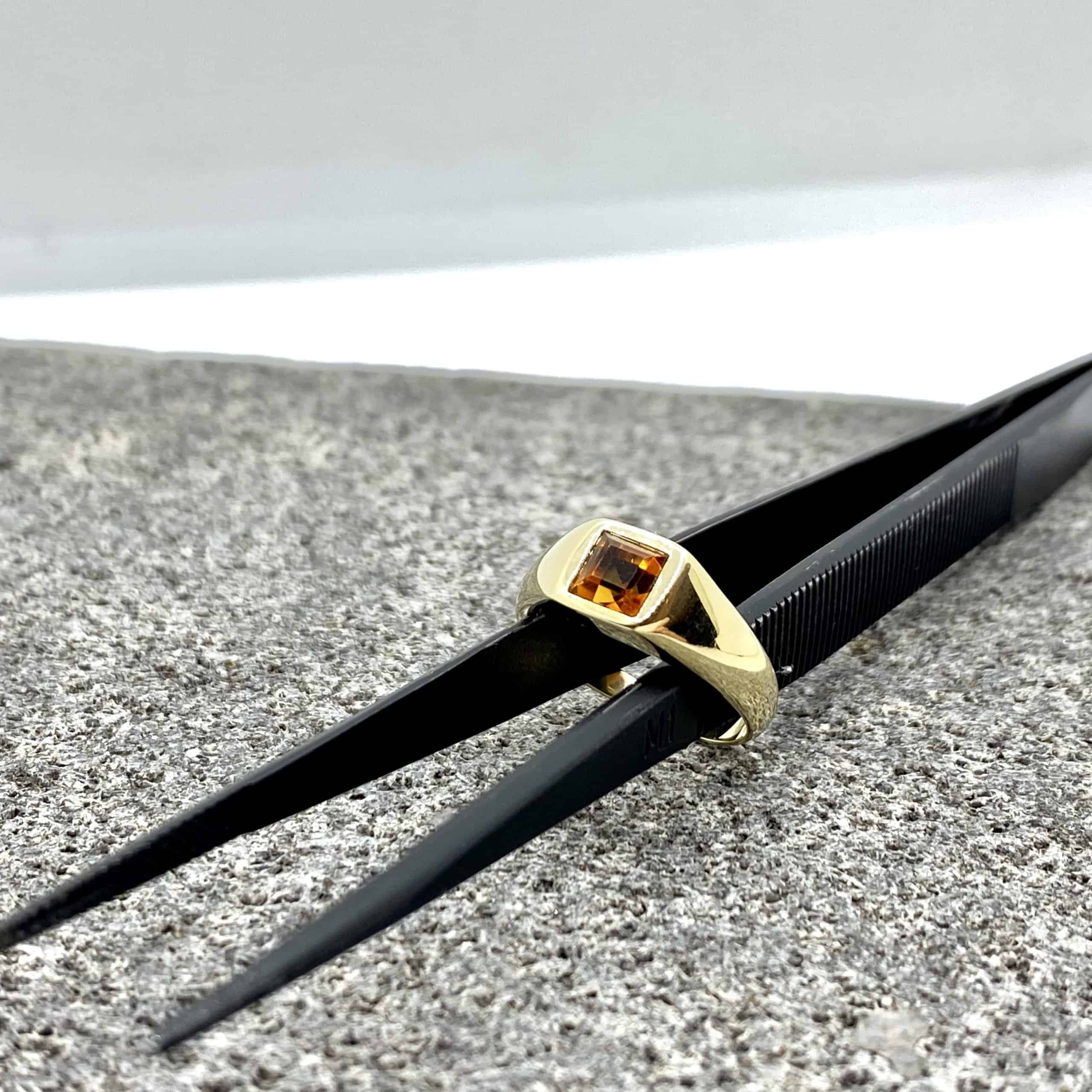 Square citrine unisex ring — Melina Fachidis (2)