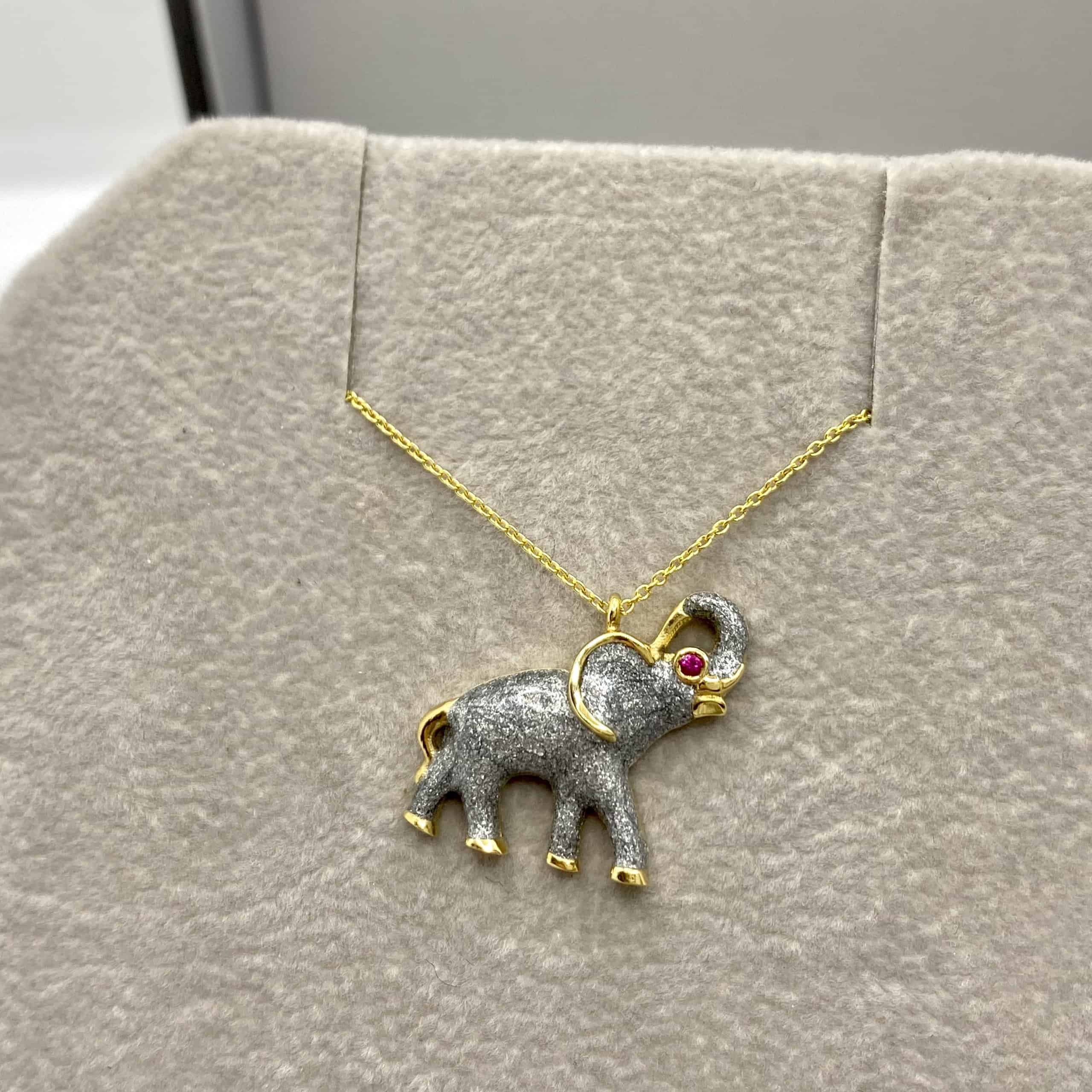 Enamelled & ruby elephant chain necklace — Melina Fachidis (3)