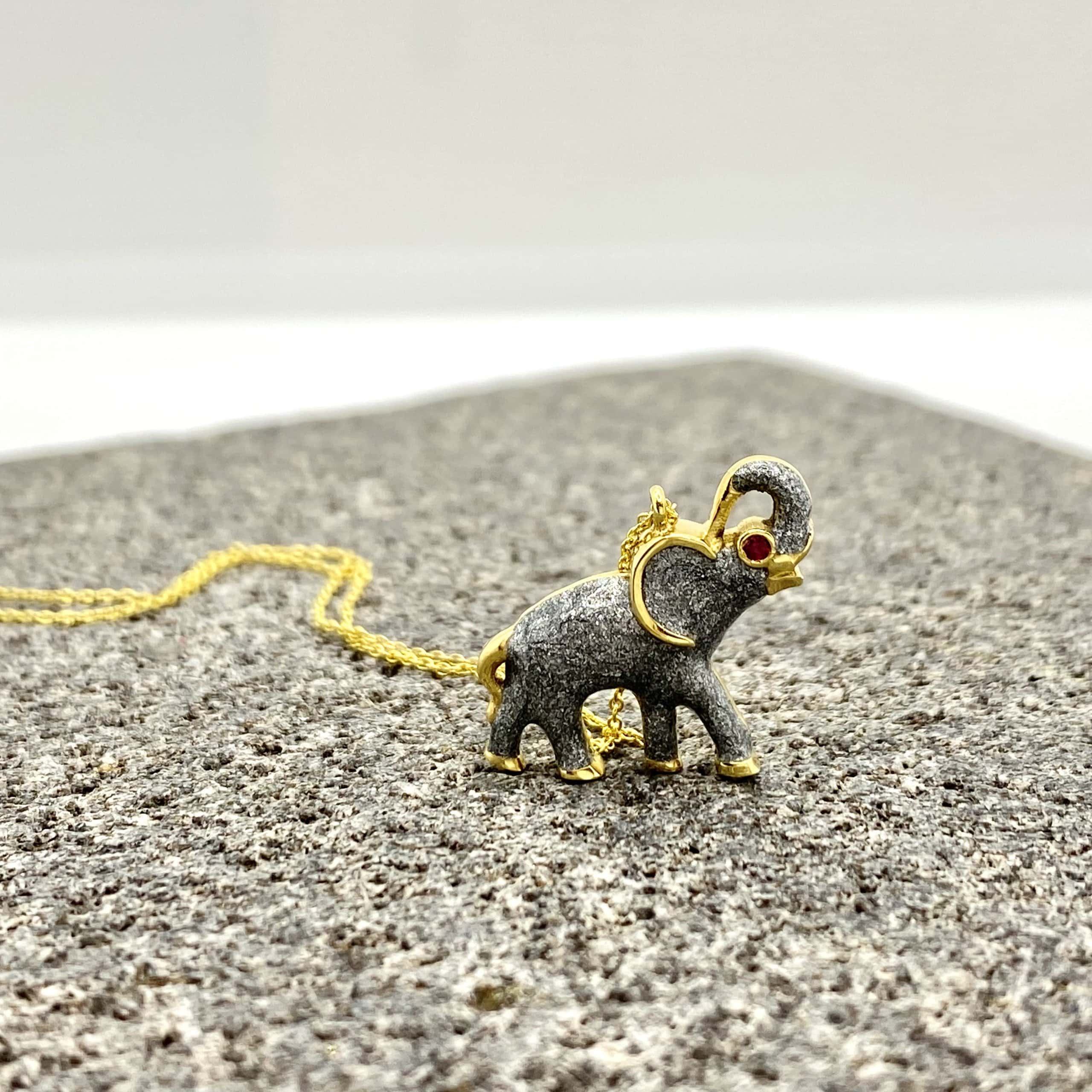 Enamelled & ruby elephant chain necklace — Melina Fachidis (4)