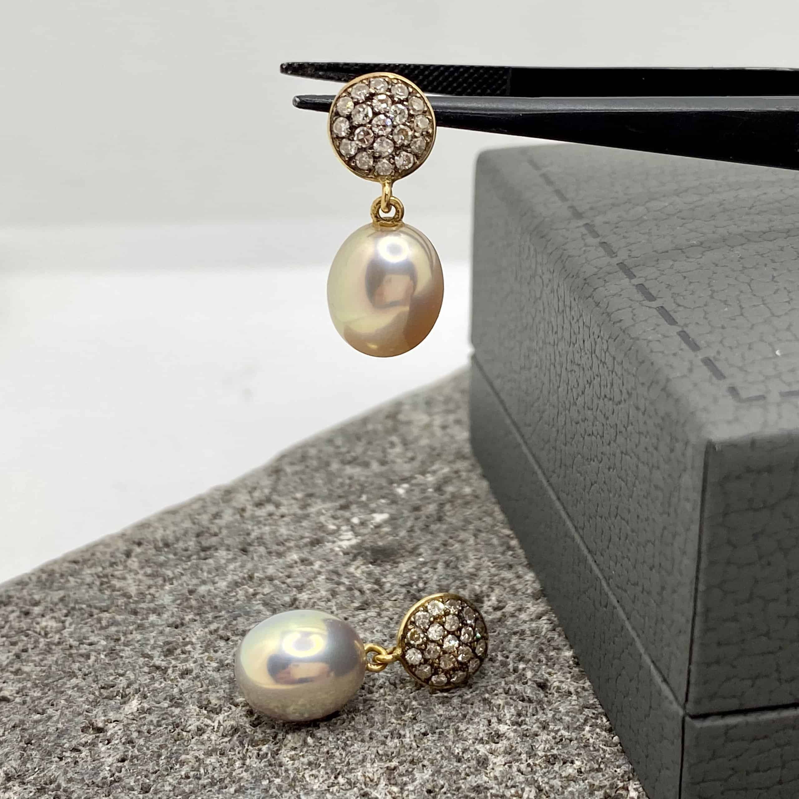 Diamond & pearl dangle earrings — Melina Fachidis (5)