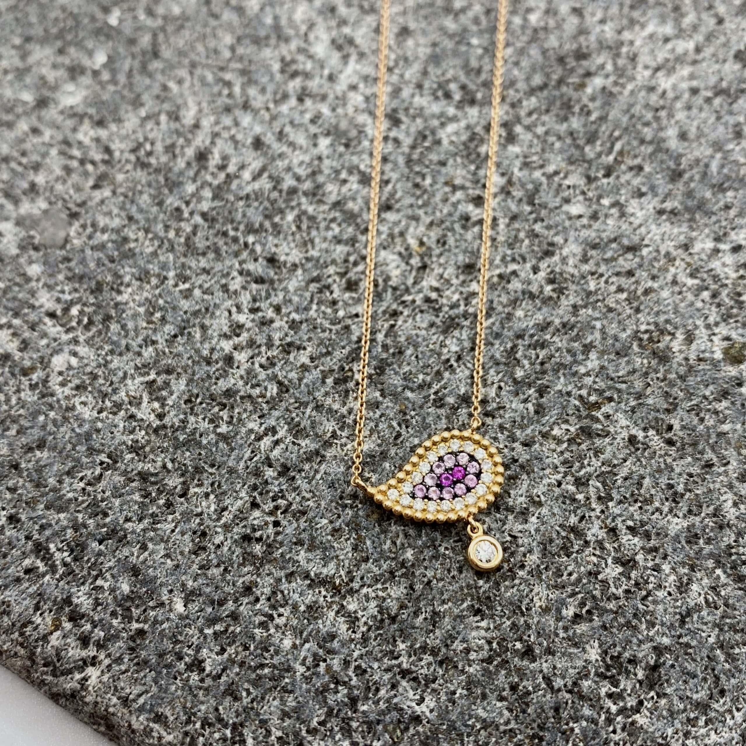 Diamond eye pendant with rubies pink sapphires — Melina Fachidis (6)
