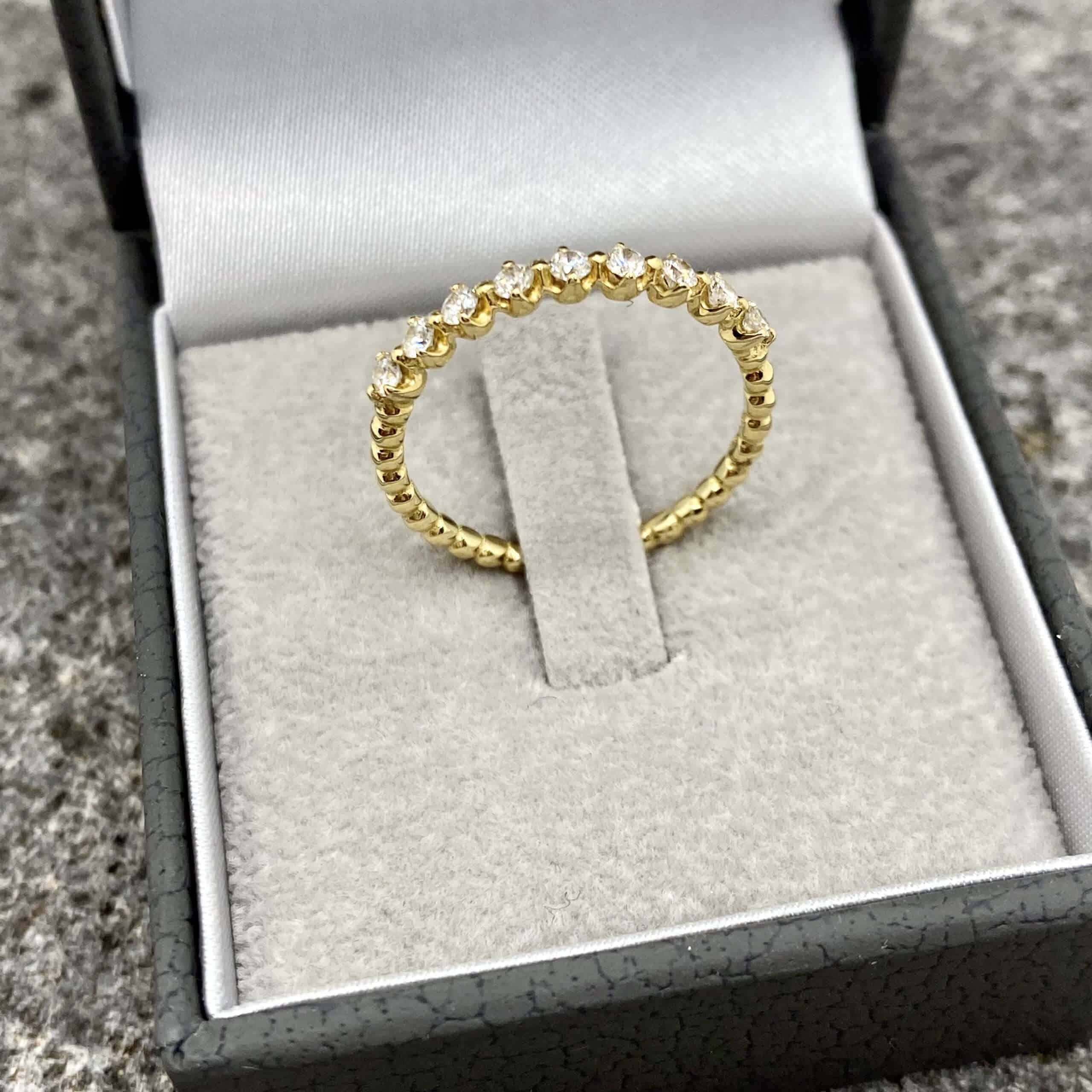 Nine diamond 18k yellow gold dotted ring — Melina Fachidis (5)