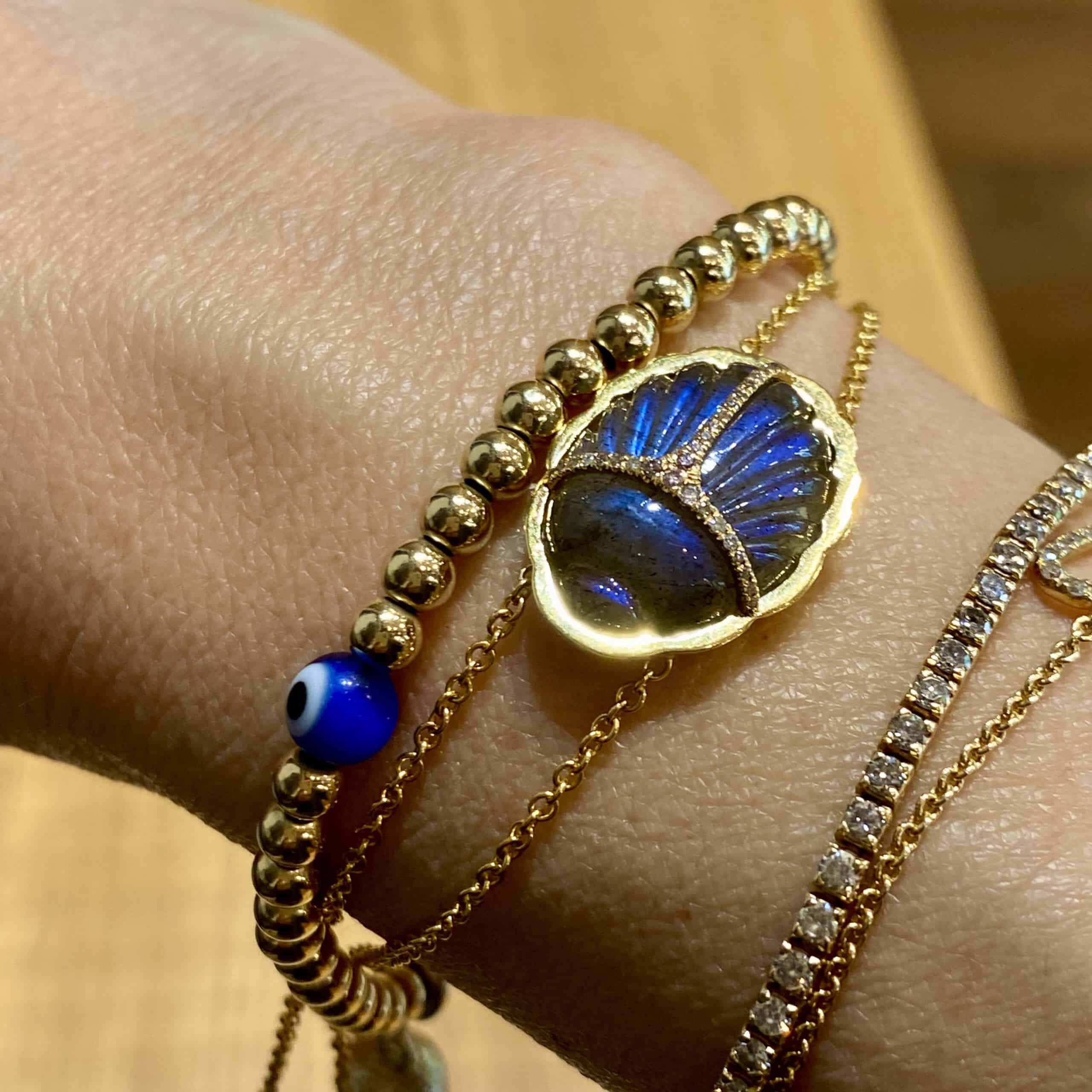 Labradorite scarab chain bracelet with brown diamonds — Melina Fachidis (4)