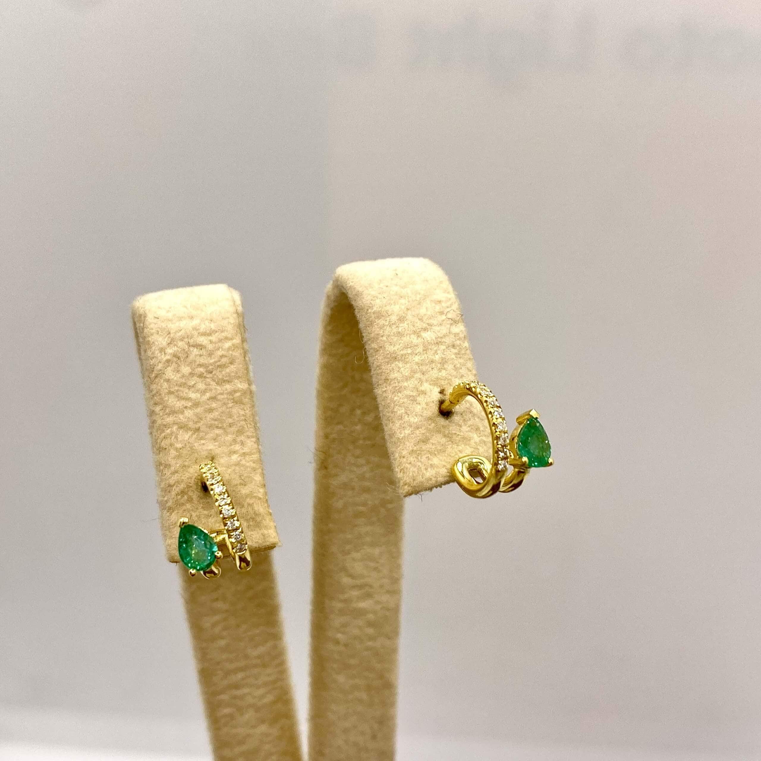 18k yellow gold emerald & white diamond half hoops — Melina Fachidis (5)