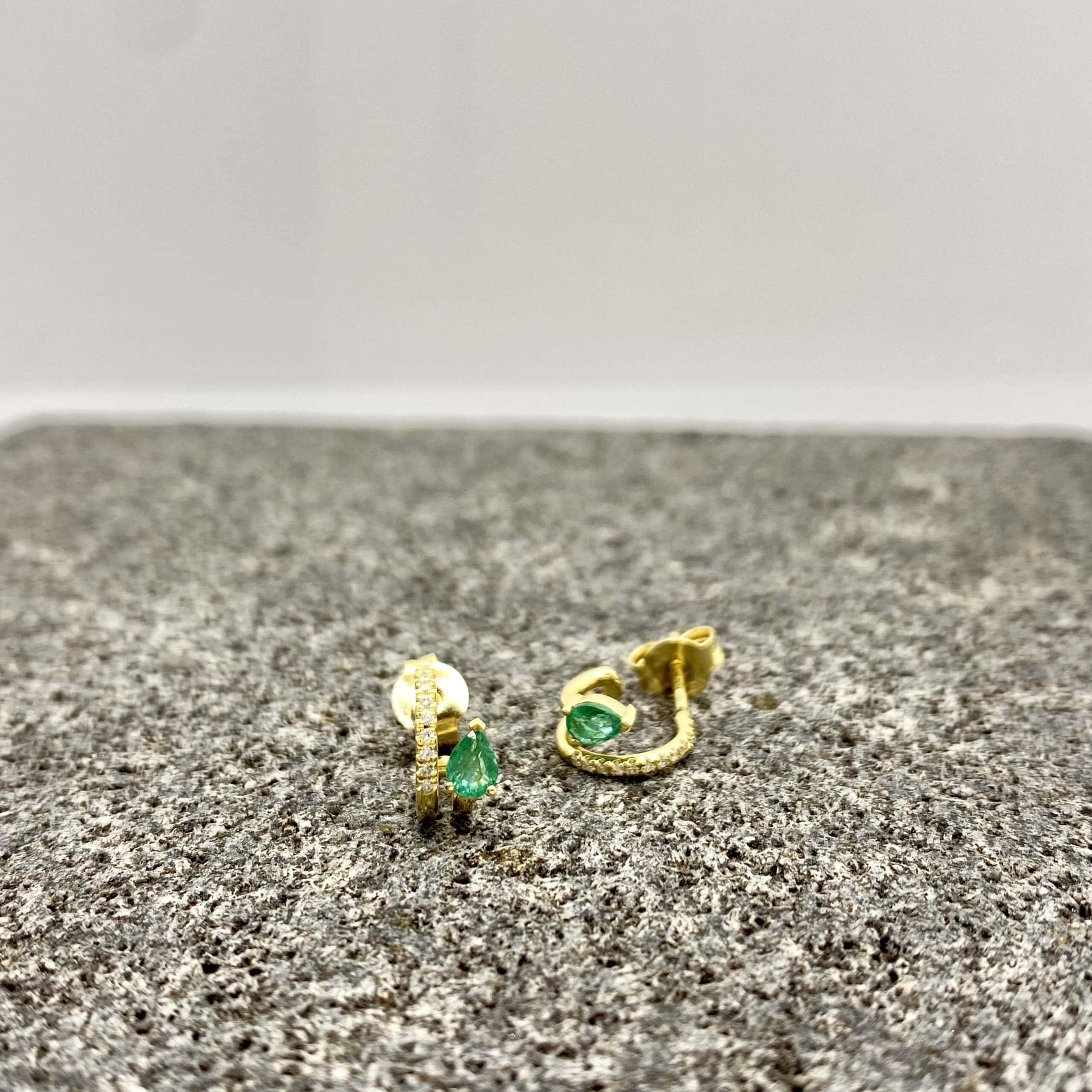 18k yellow gold emerald & white diamond half hoops — Melina Fachidis (4)