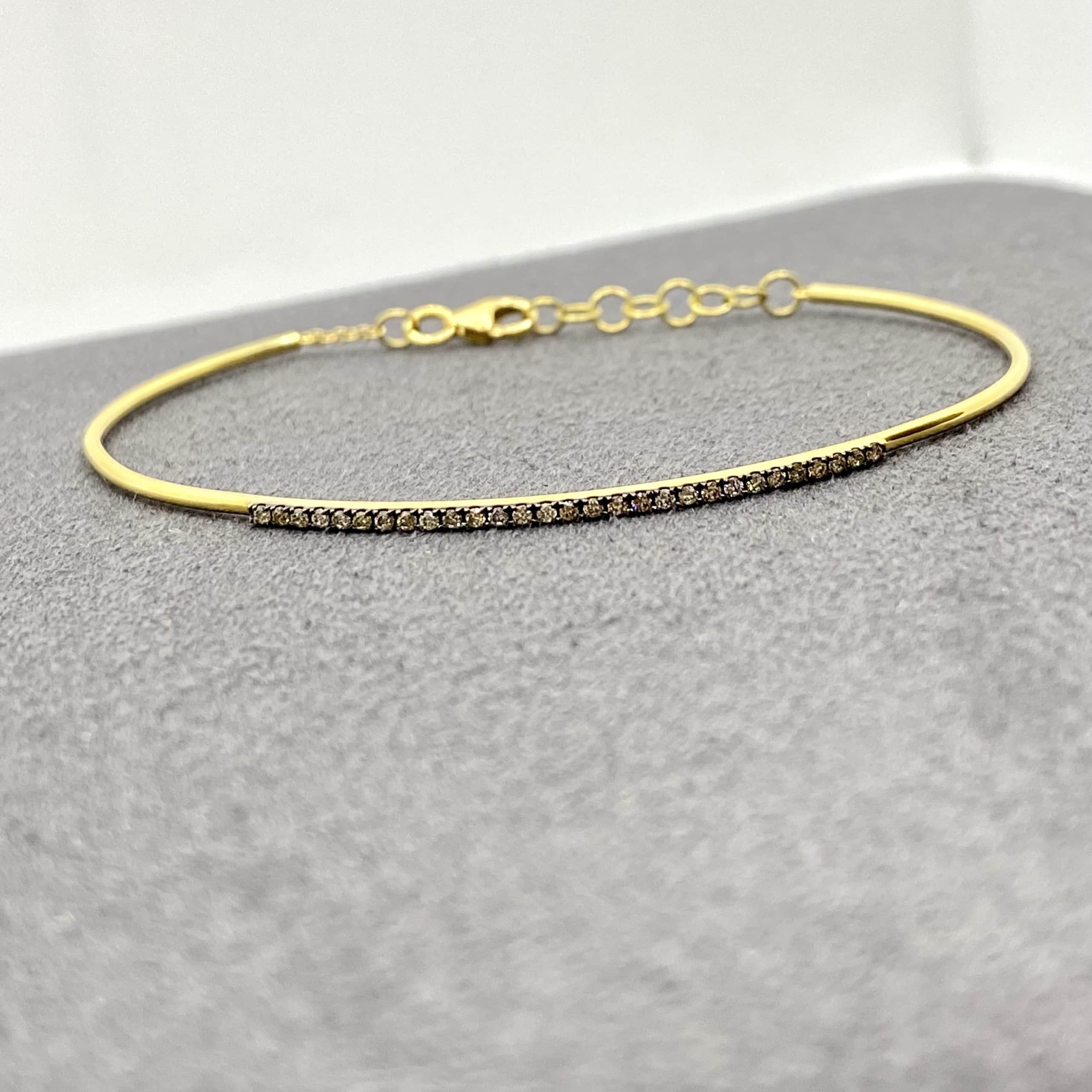 Brown diamond cuff bracelet set on 18k yellow gold — Melina Fachidis (4)