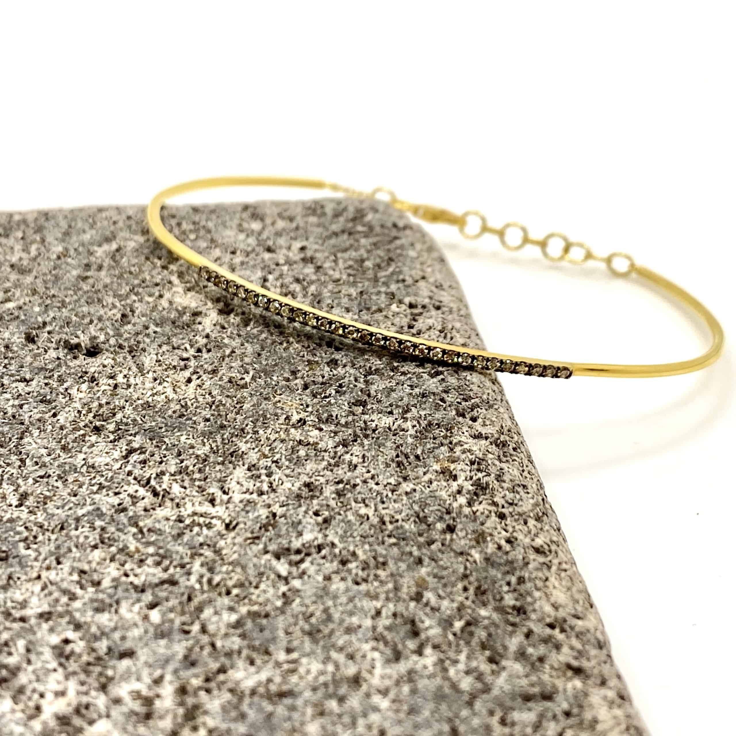 Brown diamond cuff bracelet set on 18k yellow gold — Melina Fachidis (5)