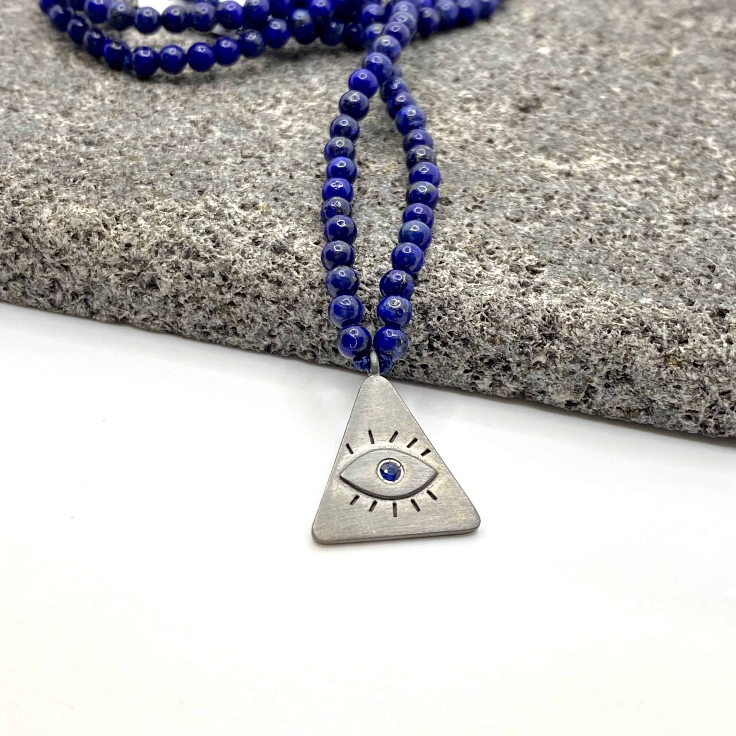 Triangle eye pendant set on lapis lazuli — Melina Fachidis (3)