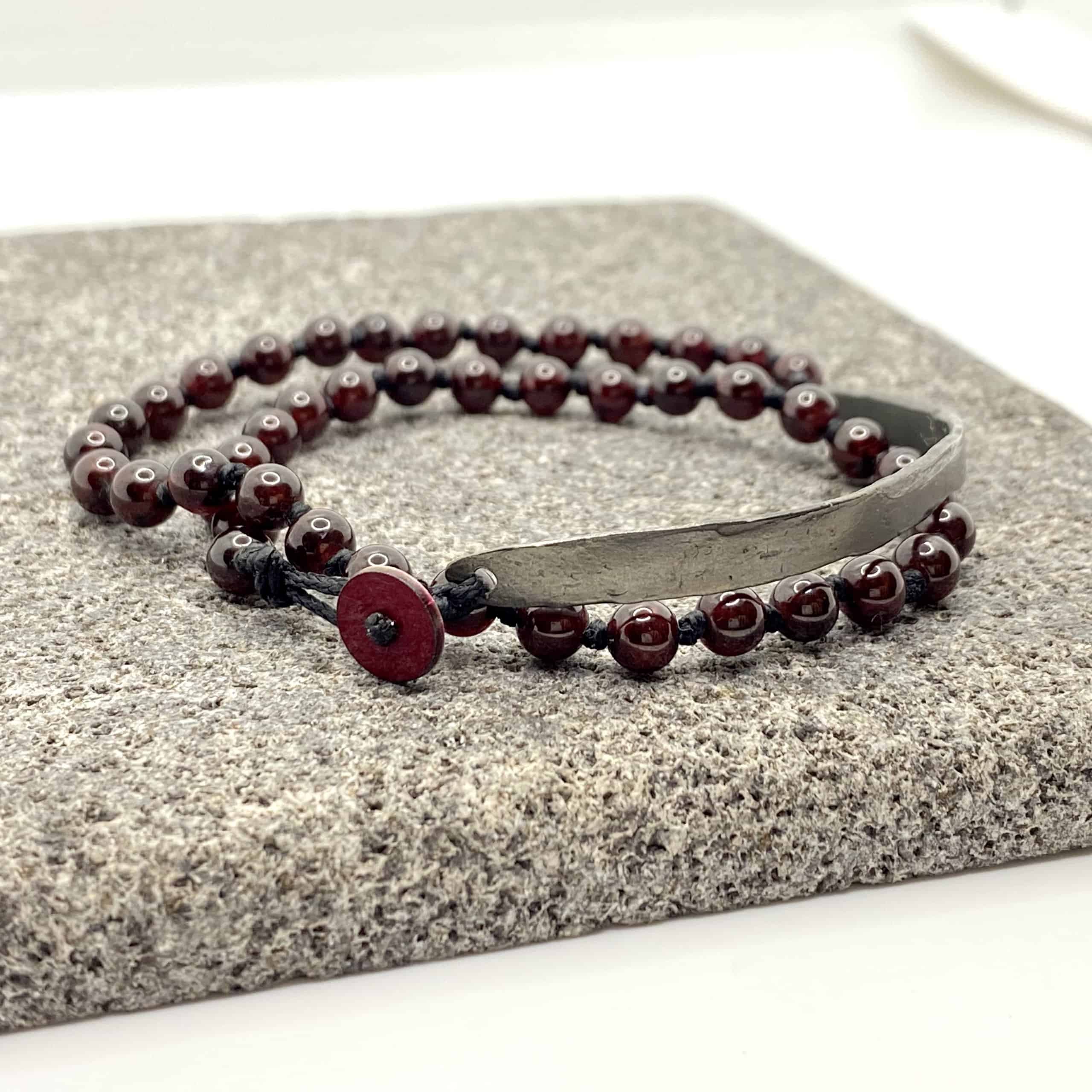 Double garnet and rhodium silver bracelet — Melina Fachidis (2)