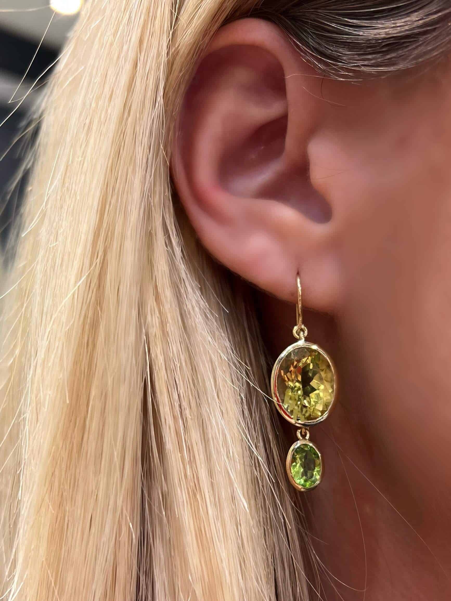 Lemon quartz and peridot double earrings — Melina Fachidis (2)