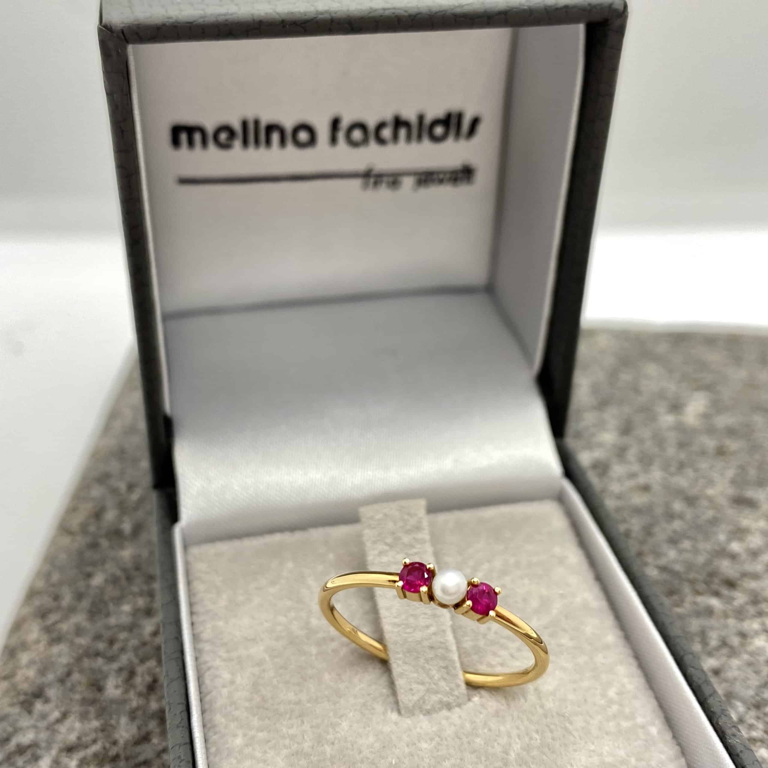 Pearl and rubies fine rose gold ring — Melina Fachidis (2)