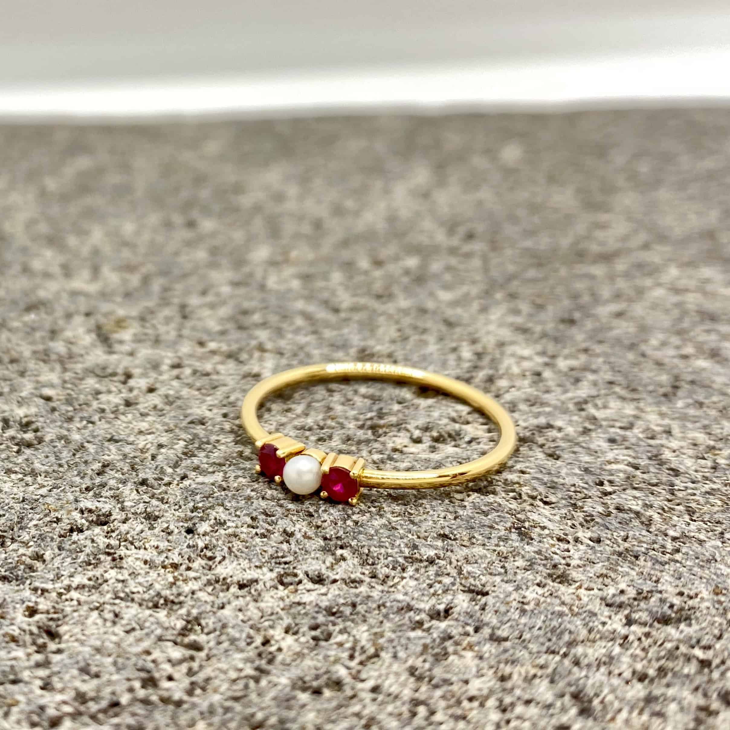Pearl and rubies fine rose gold ring — Melina Fachidis (3)