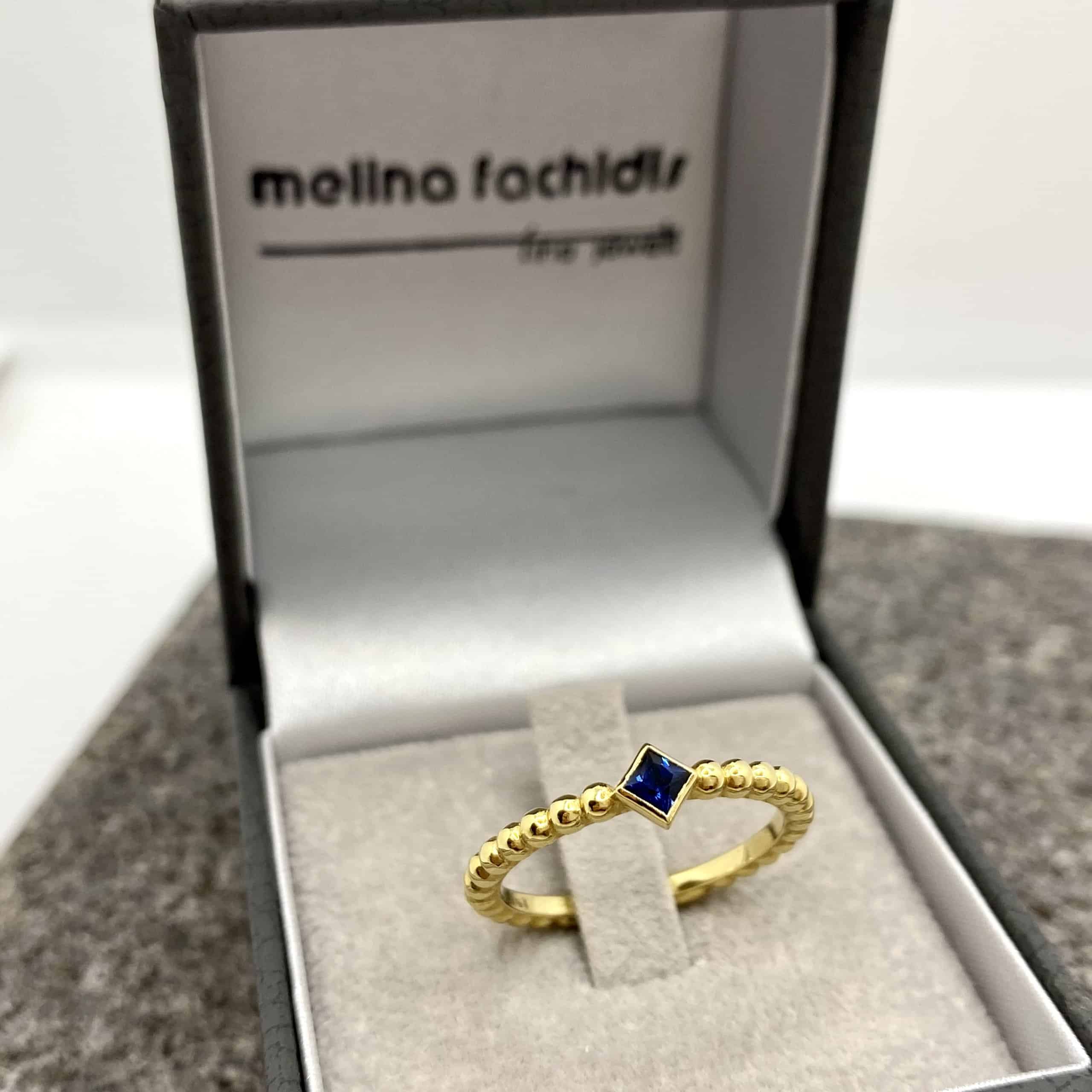 Blue sapphire square cut ring — Melina Fachidis (2)