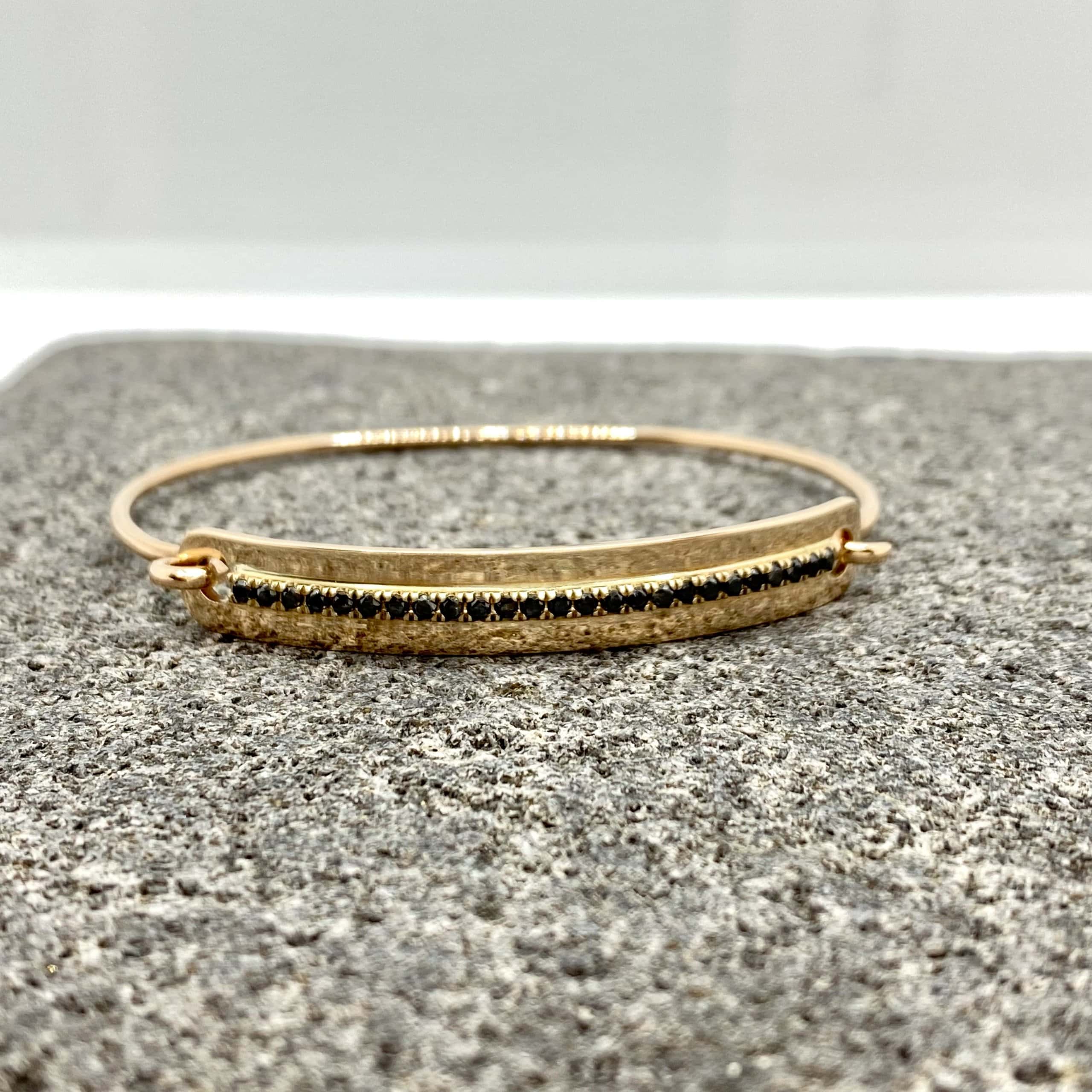 Black diamond rose gold cuff bracelet — Melina Fachidis (2)