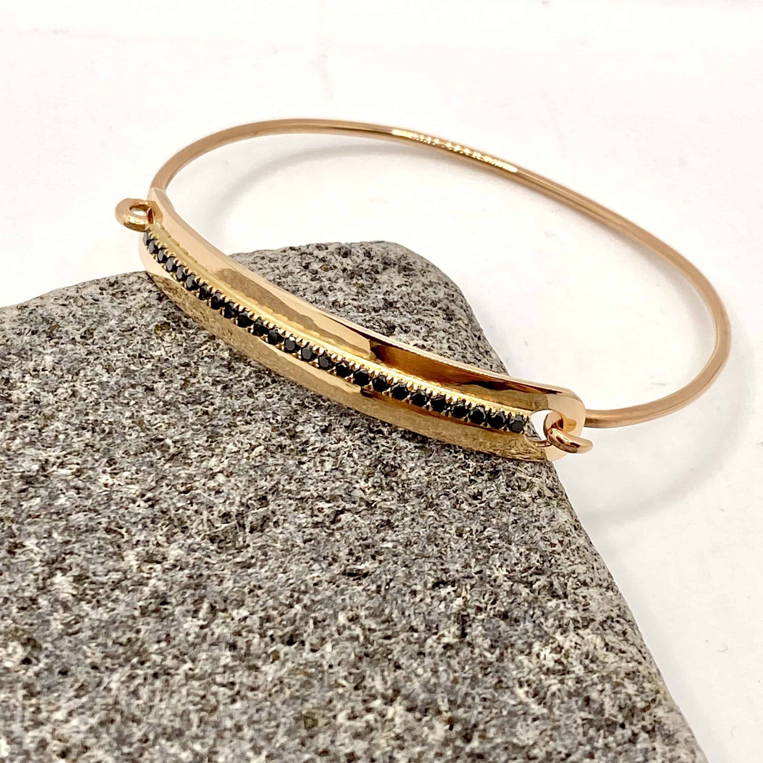 Black diamond rose gold cuff bracelet — Melina Fachidis (3)