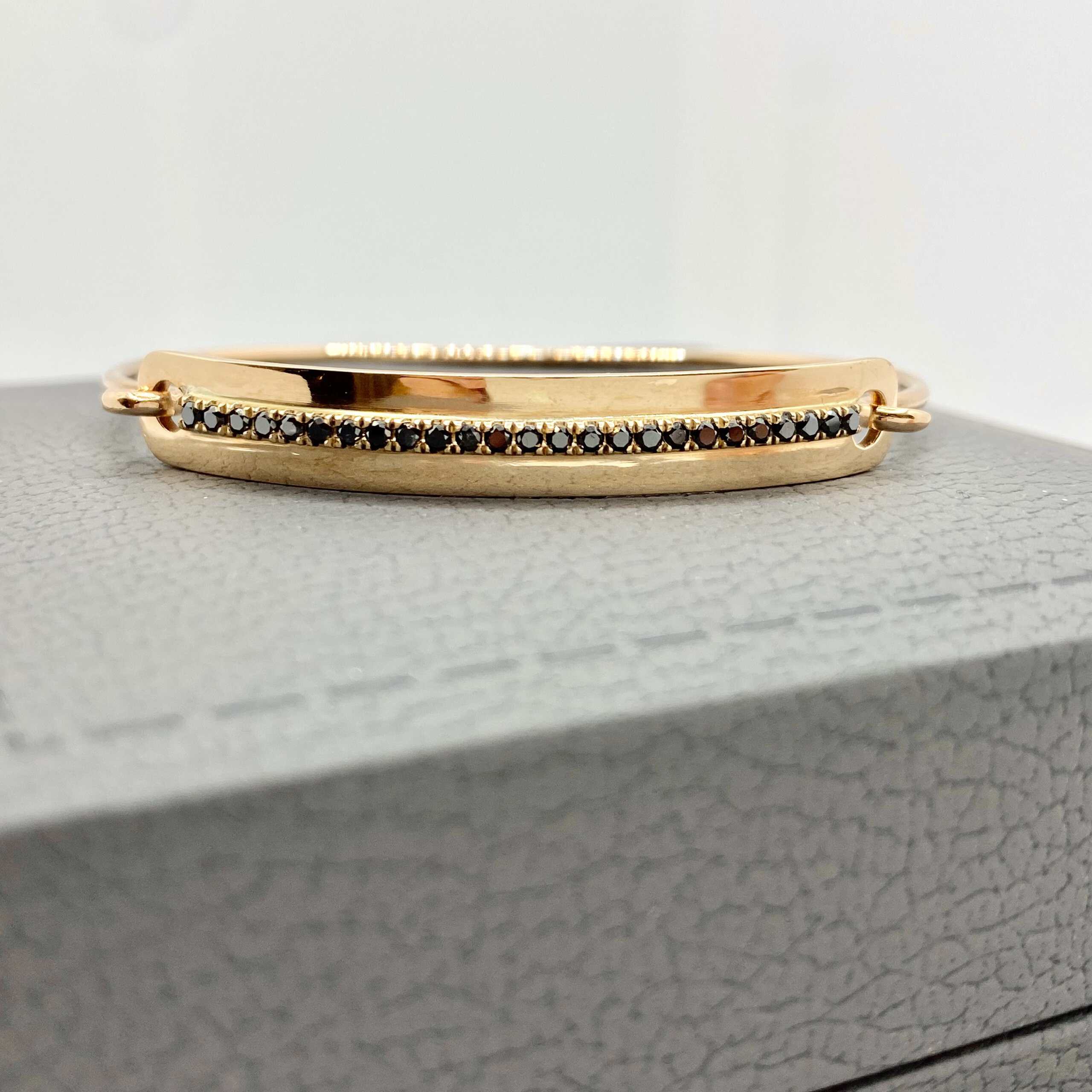 Black diamond rose gold cuff bracelet — Melina Fachidis (5)