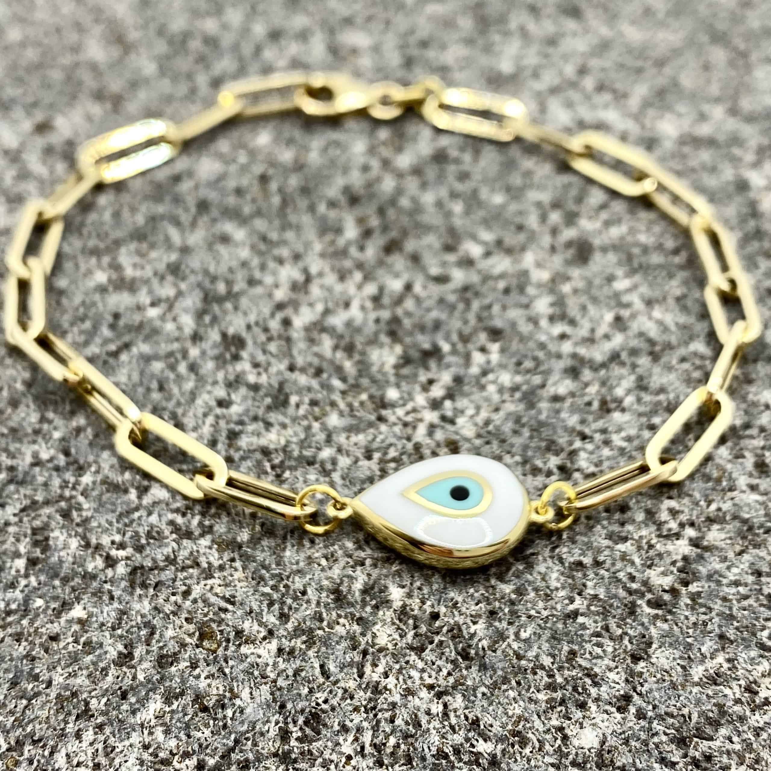 Paper clip evil eye double sided bracelet — Melina Fachidis (5)