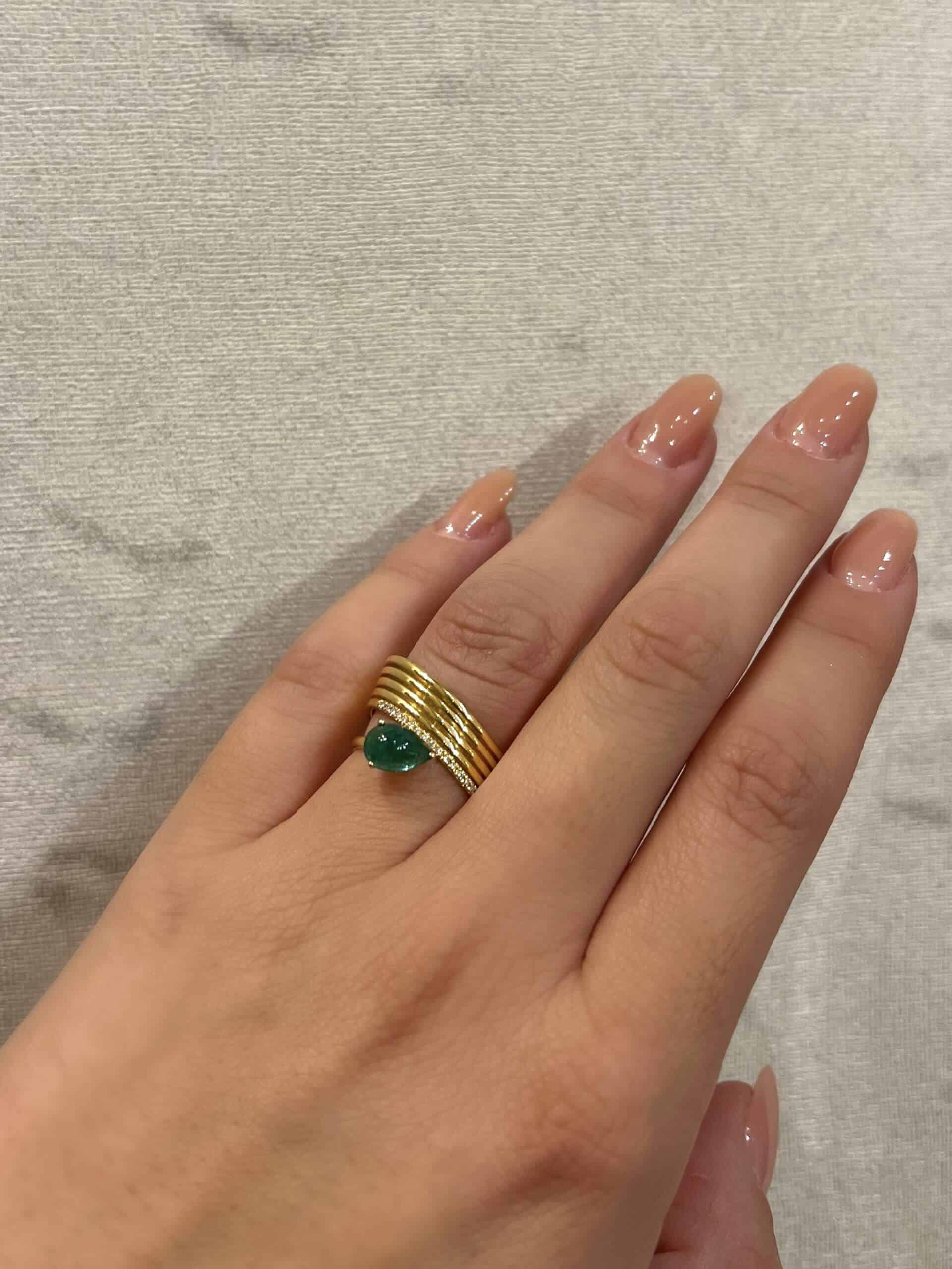 Natural emerald spiral ring — Melina Fachidis (6)