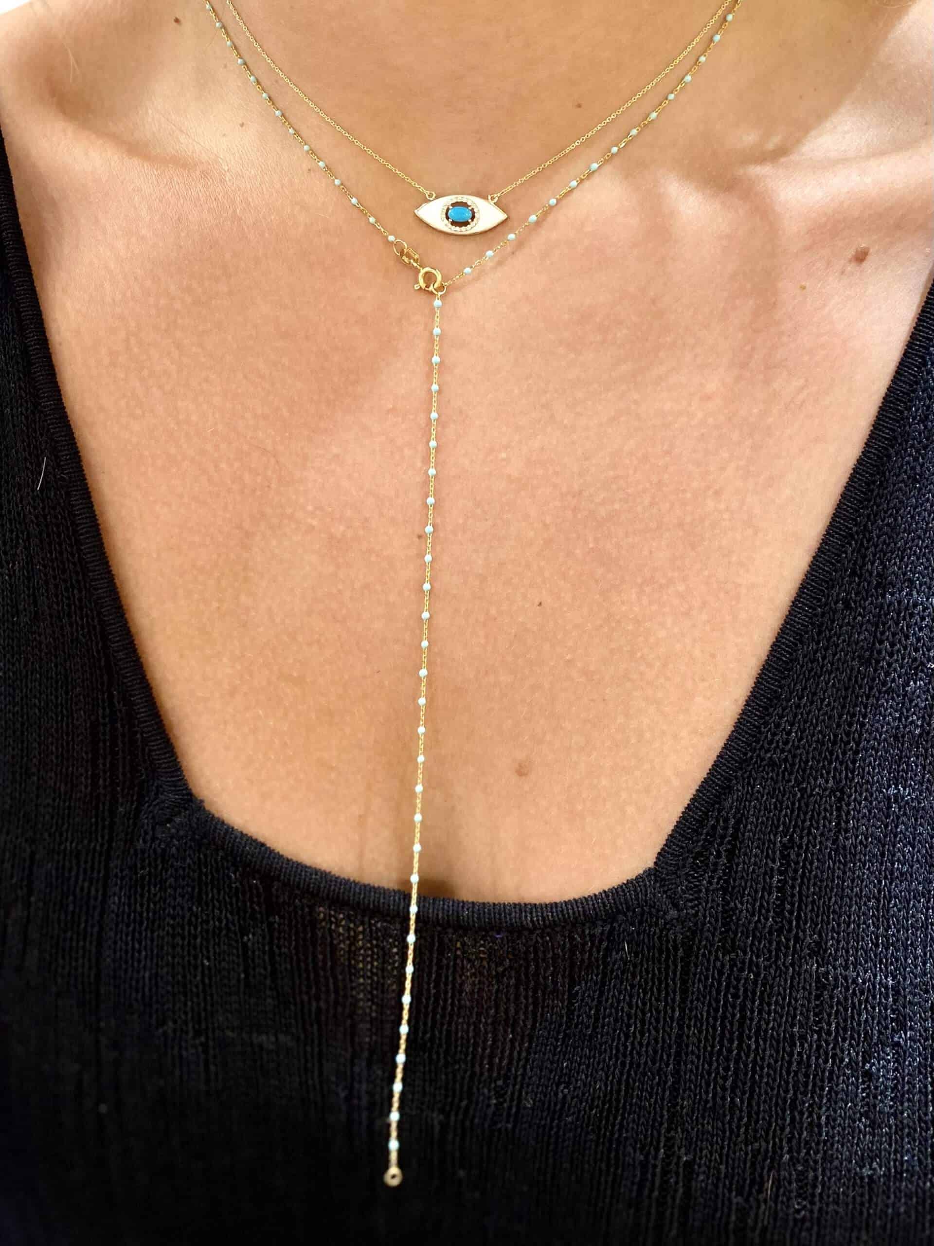 White enamel eye shape turquoise pendant — Melina Fachidis (4)