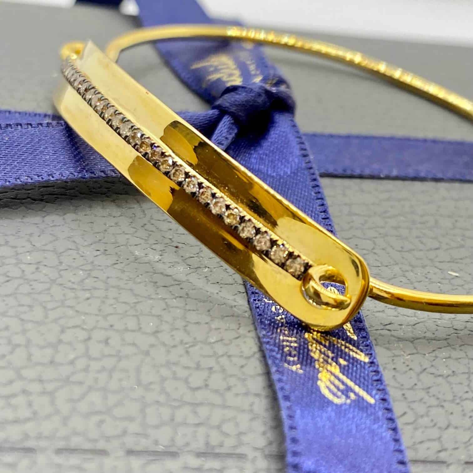 Brown diamond yellow gold cuff bracelet — Melina Fachidis (2)