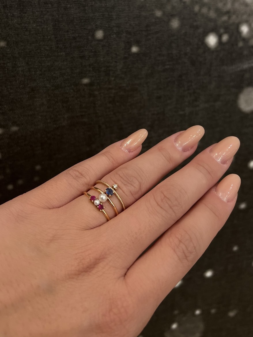 Double line sapphire and pearl diamond ring — Melina Fachidis (3)