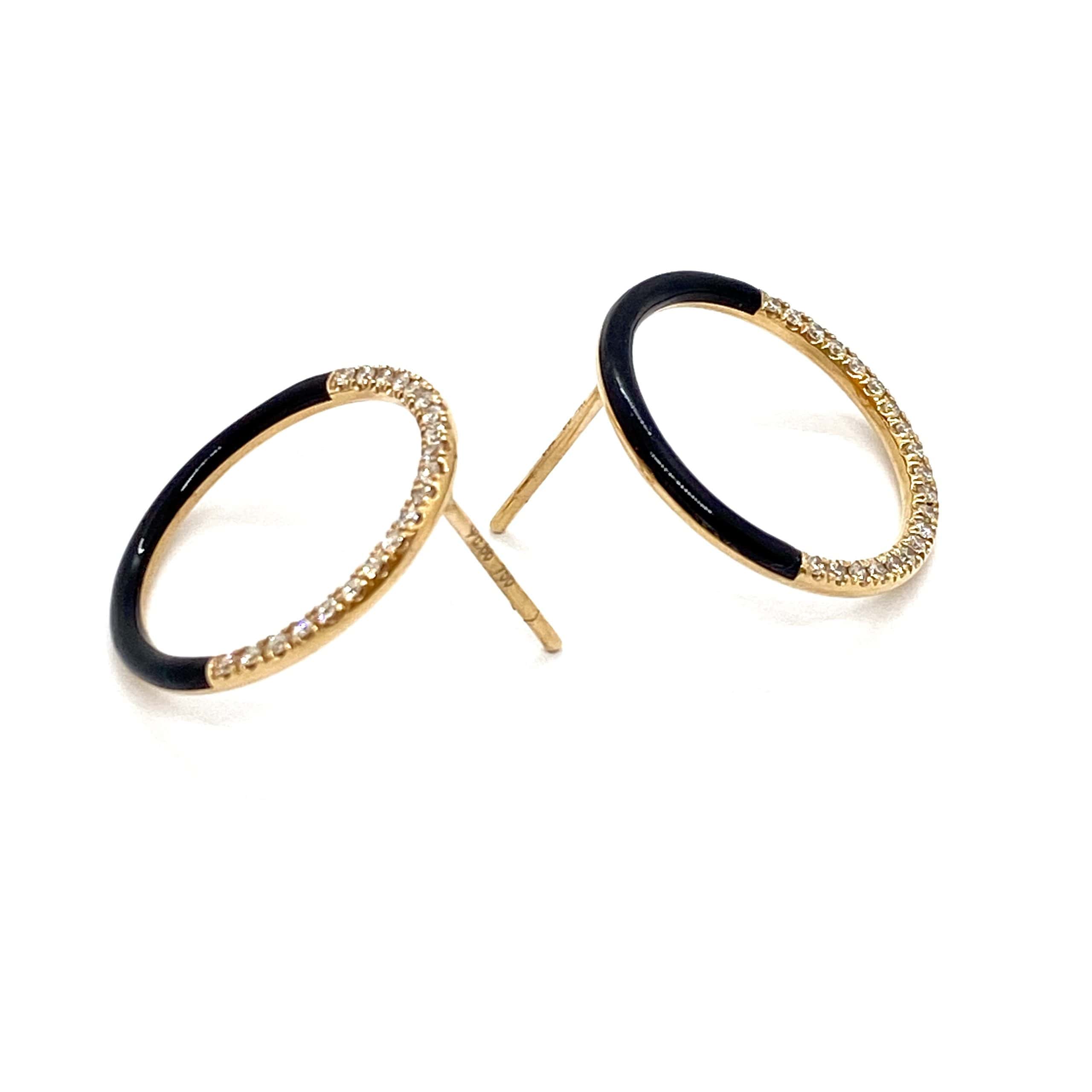 Circle diamond and enamel earrings — Melina Fachidis (8)