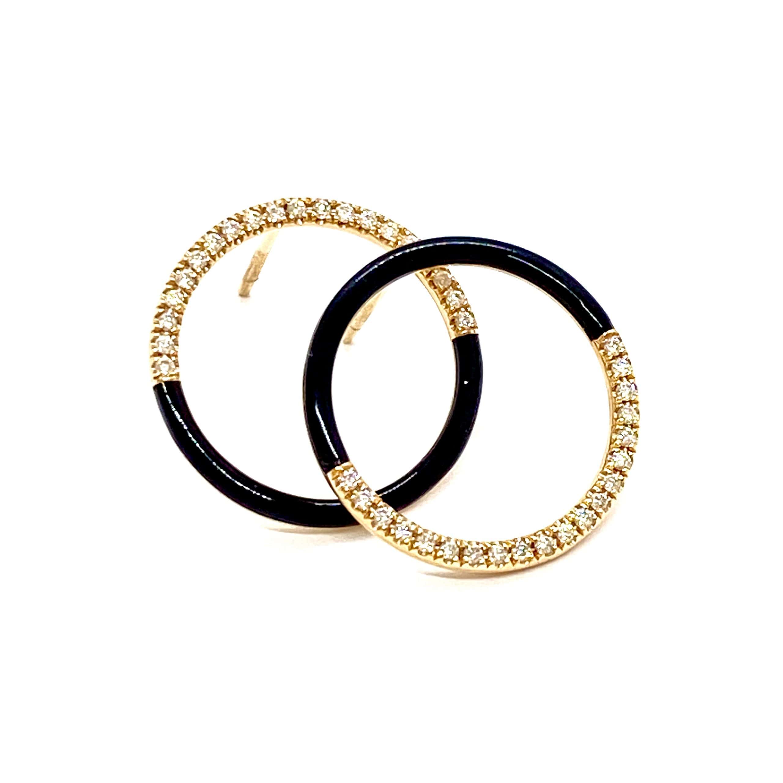 Circle diamond and enamel earrings — Melina Fachidis (7)