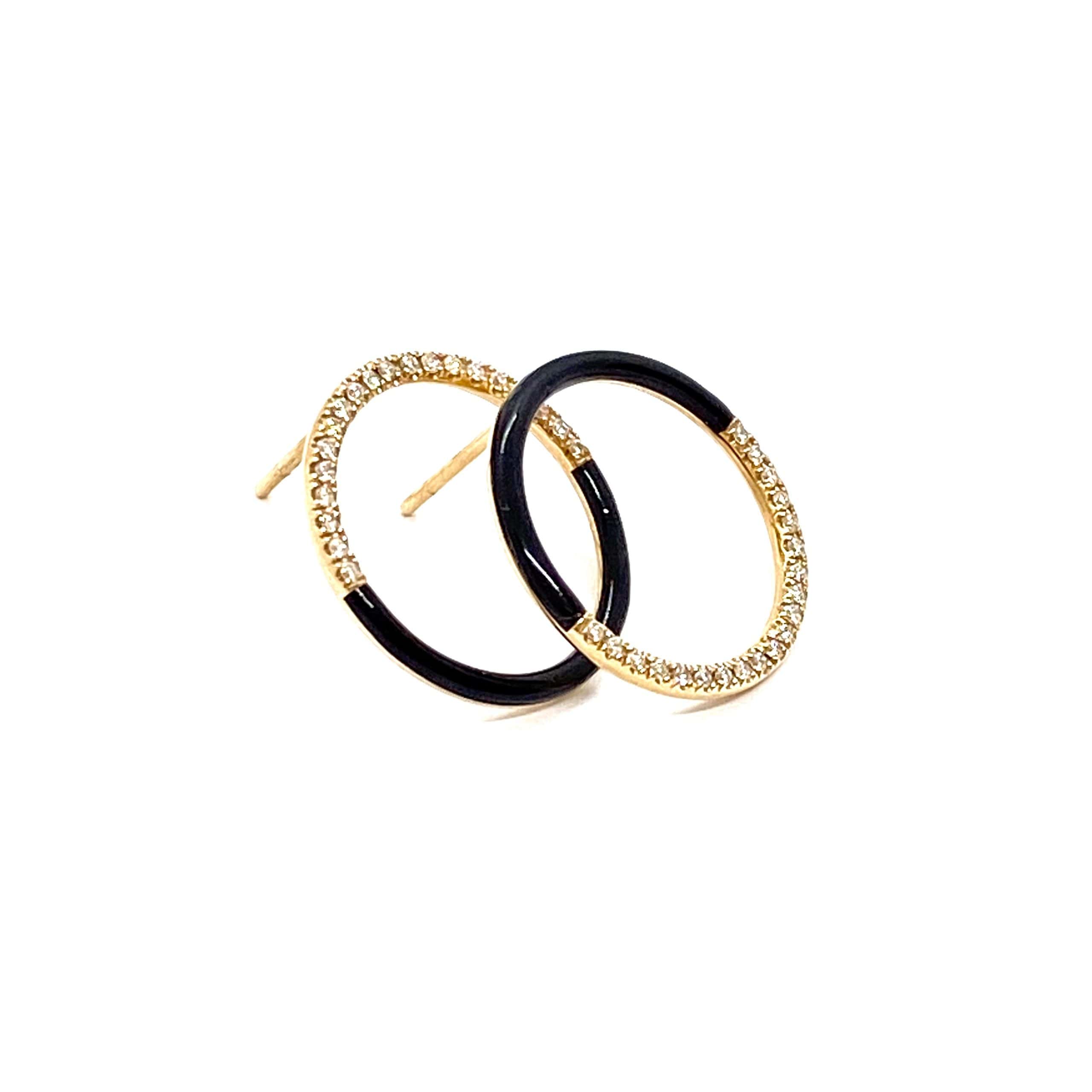 Circle diamond and enamel earrings — Melina Fachidis (6)