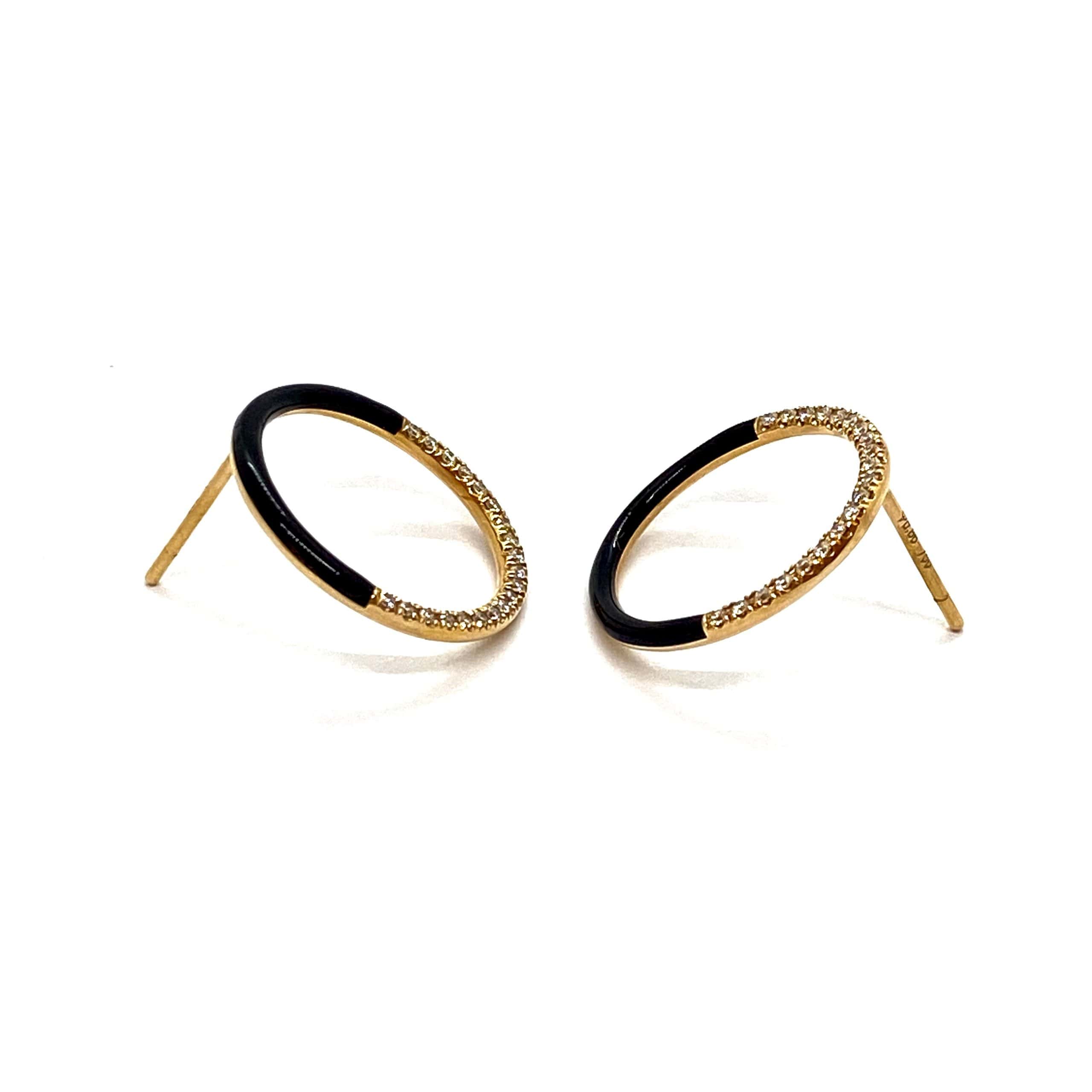 Circle diamond and enamel earrings — Melina Fachidis (5)