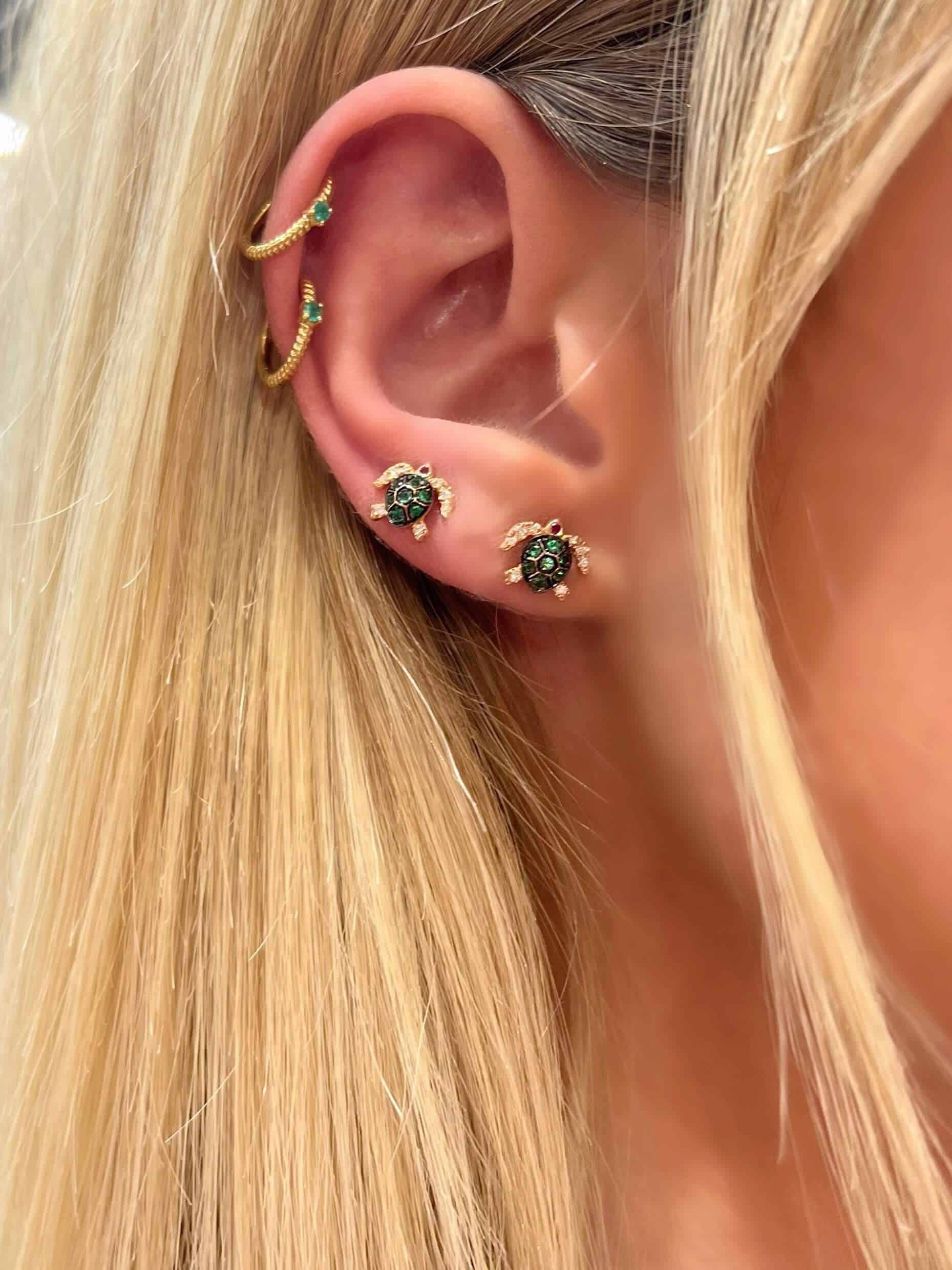 Turtle stud tsavorite earrings — Melina Fachidis (8)