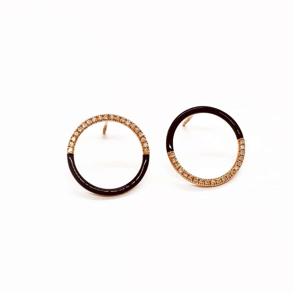 Circle diamond and enamel earrings — Melina Fachidis (4)