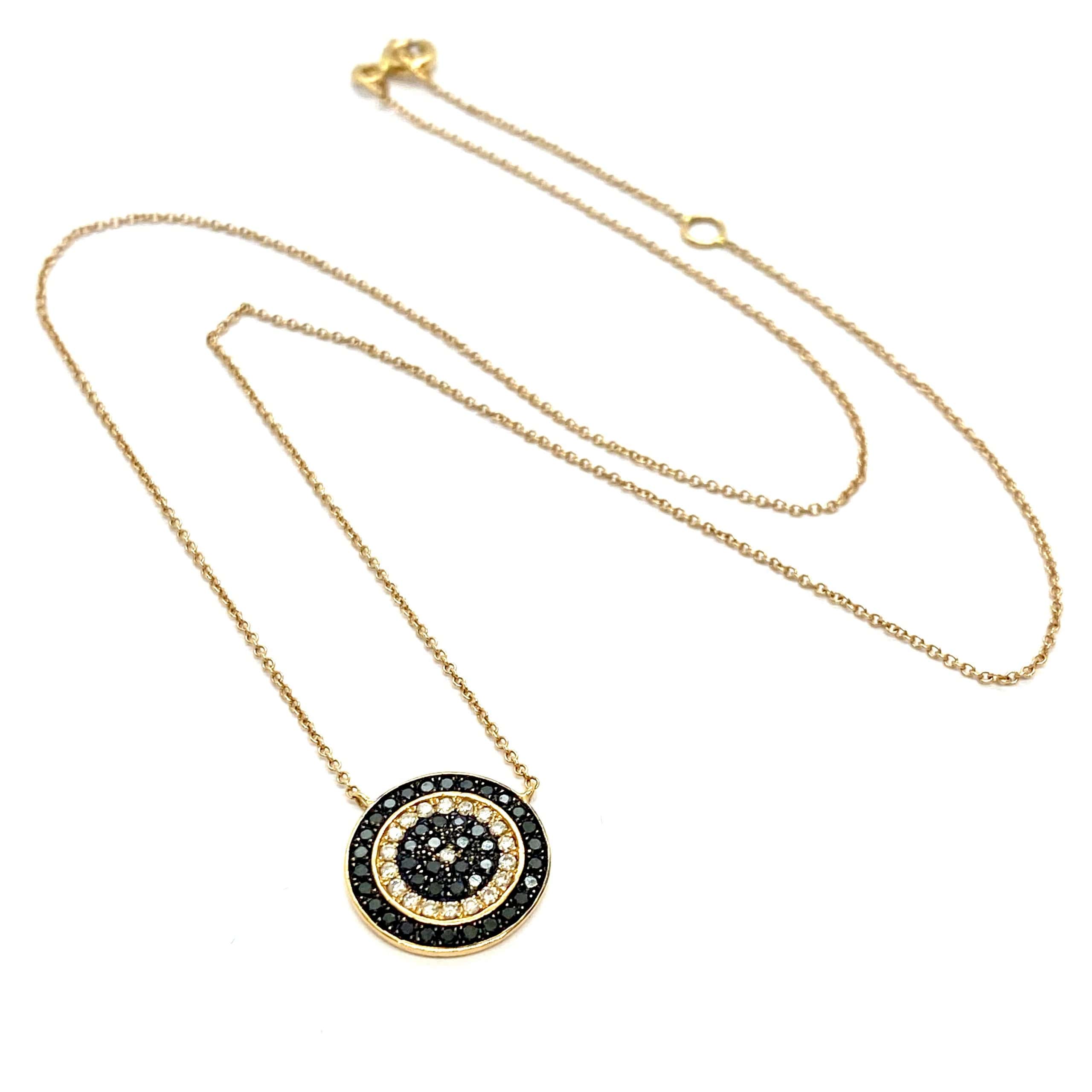 Black & white round diamond eye pendant — Melina Fachidis (2)