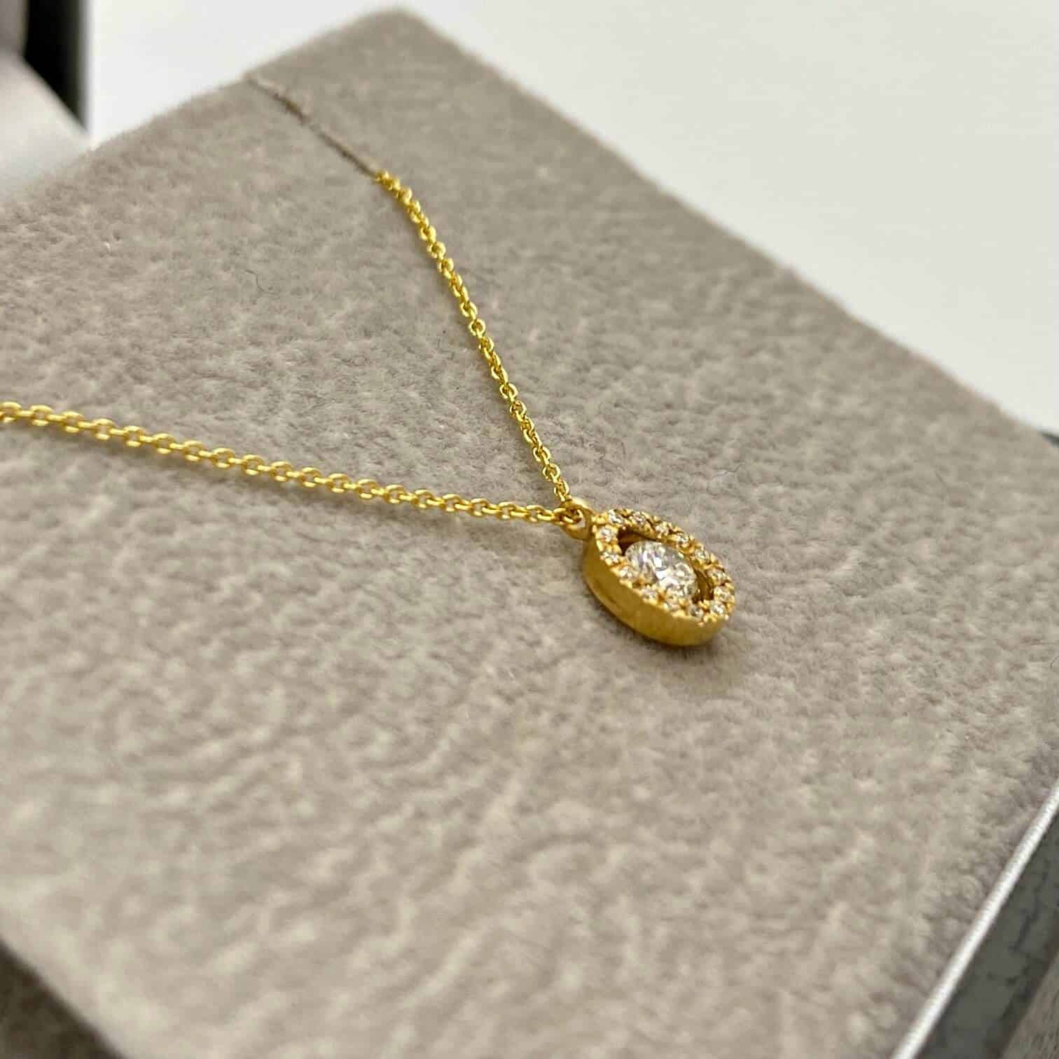 Tiny oval diamond solitaire pendant — Melina Fachidis (2)