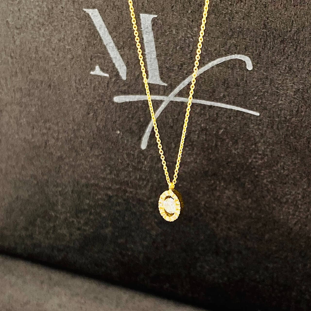Tiny oval diamond solitaire pendant — Melina Fachidis (3)