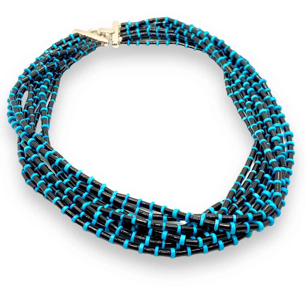 9 line onyx and turquoise necklace — Melina Fachidis (2)
