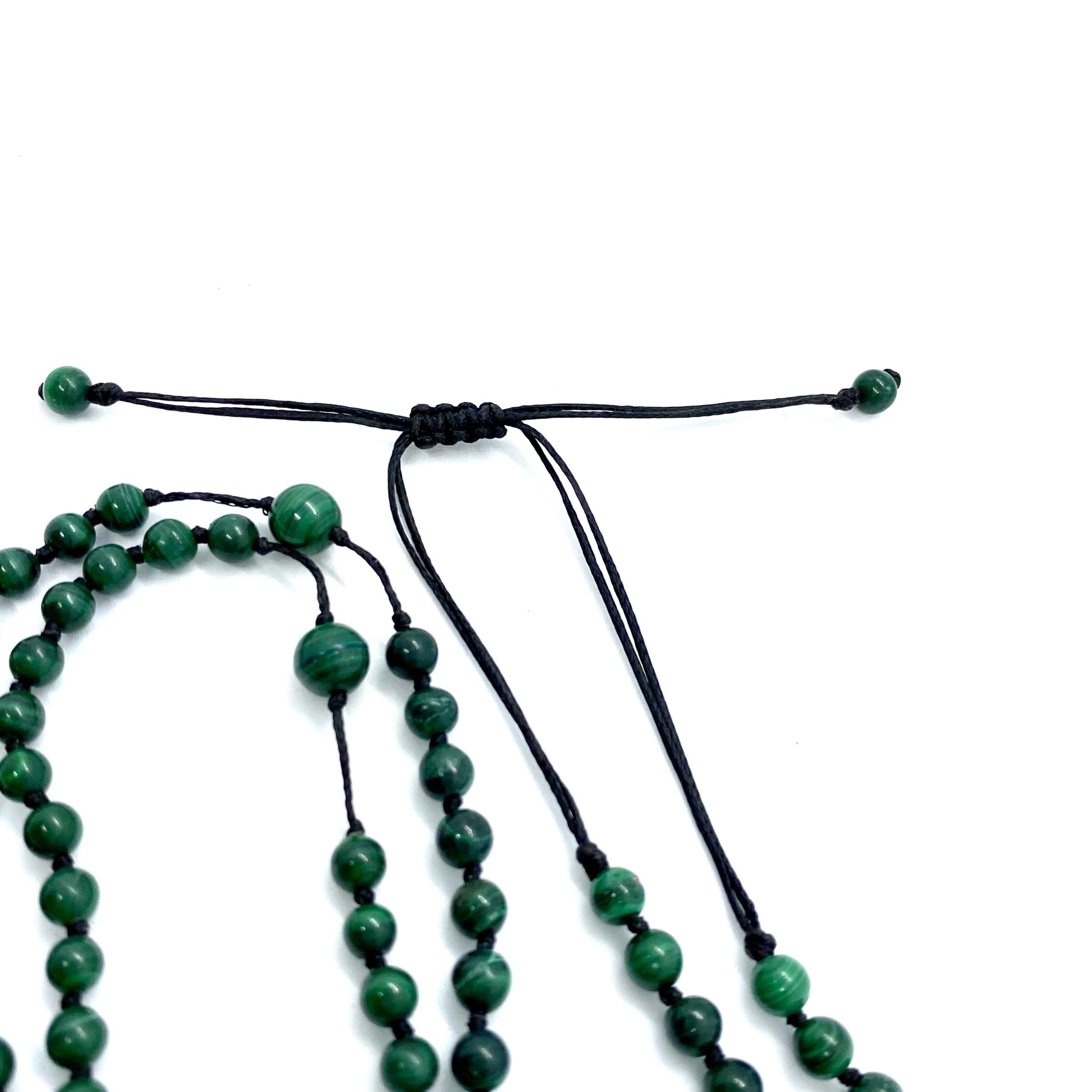 Rosary with silver hanging cross & malachite stones. — Melina Fachidis (4)