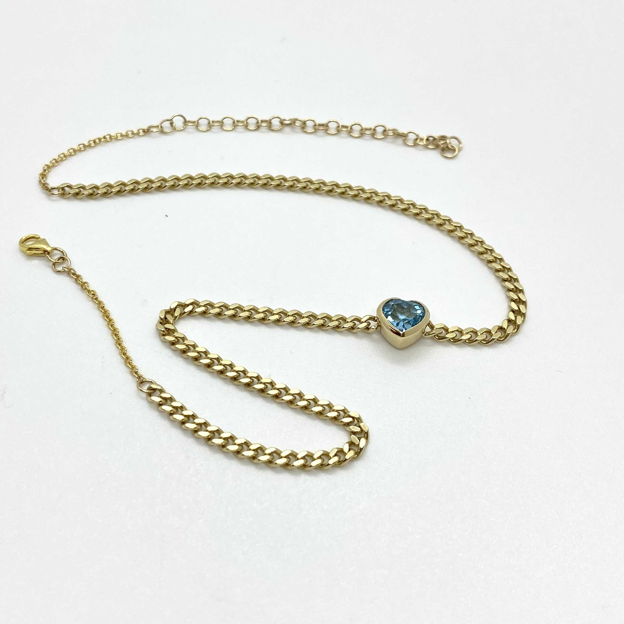 Heart blue topaz retro chain necklace — Melina Fachidis (4)