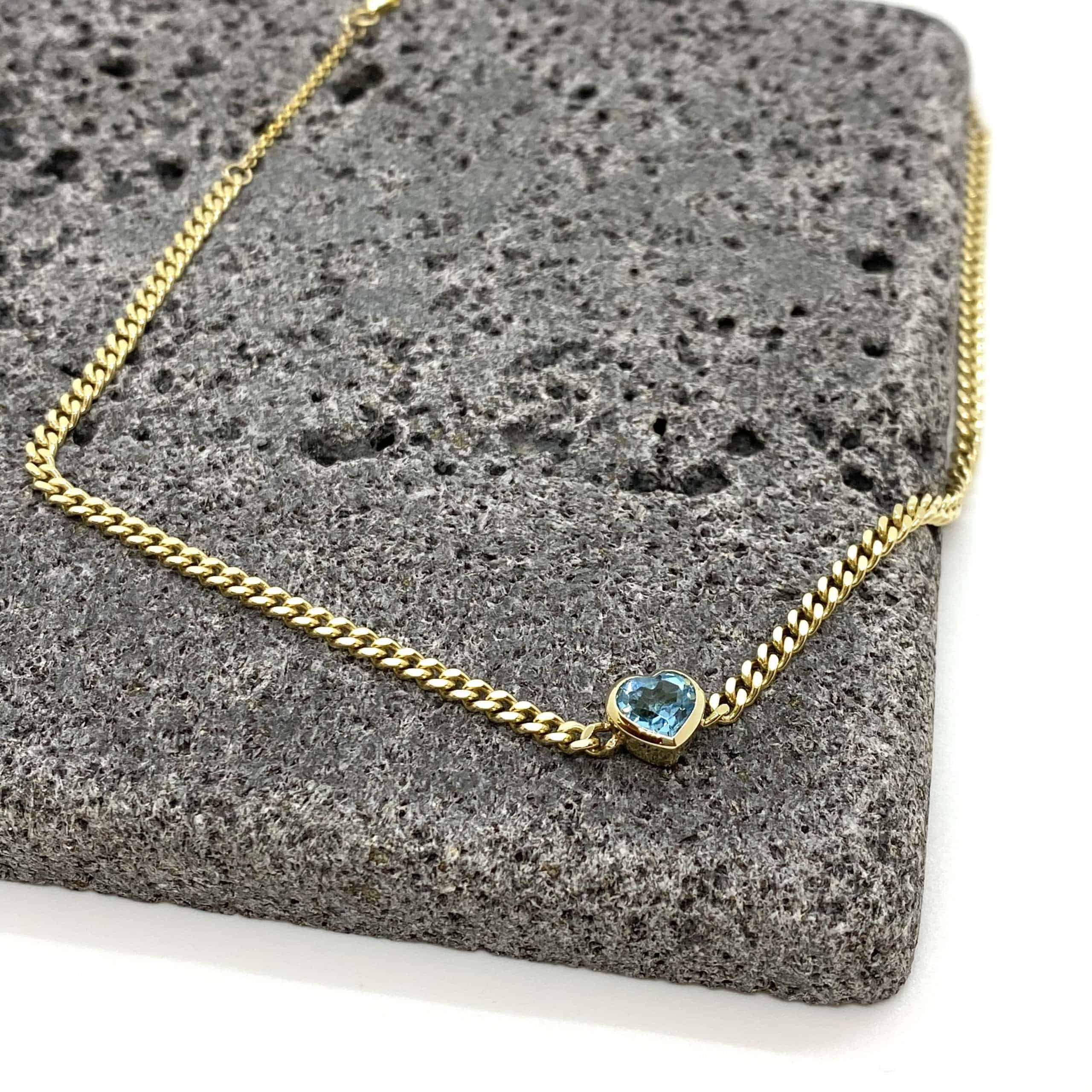 Heart blue topaz retro chain necklace — Melina Fachidis (5)