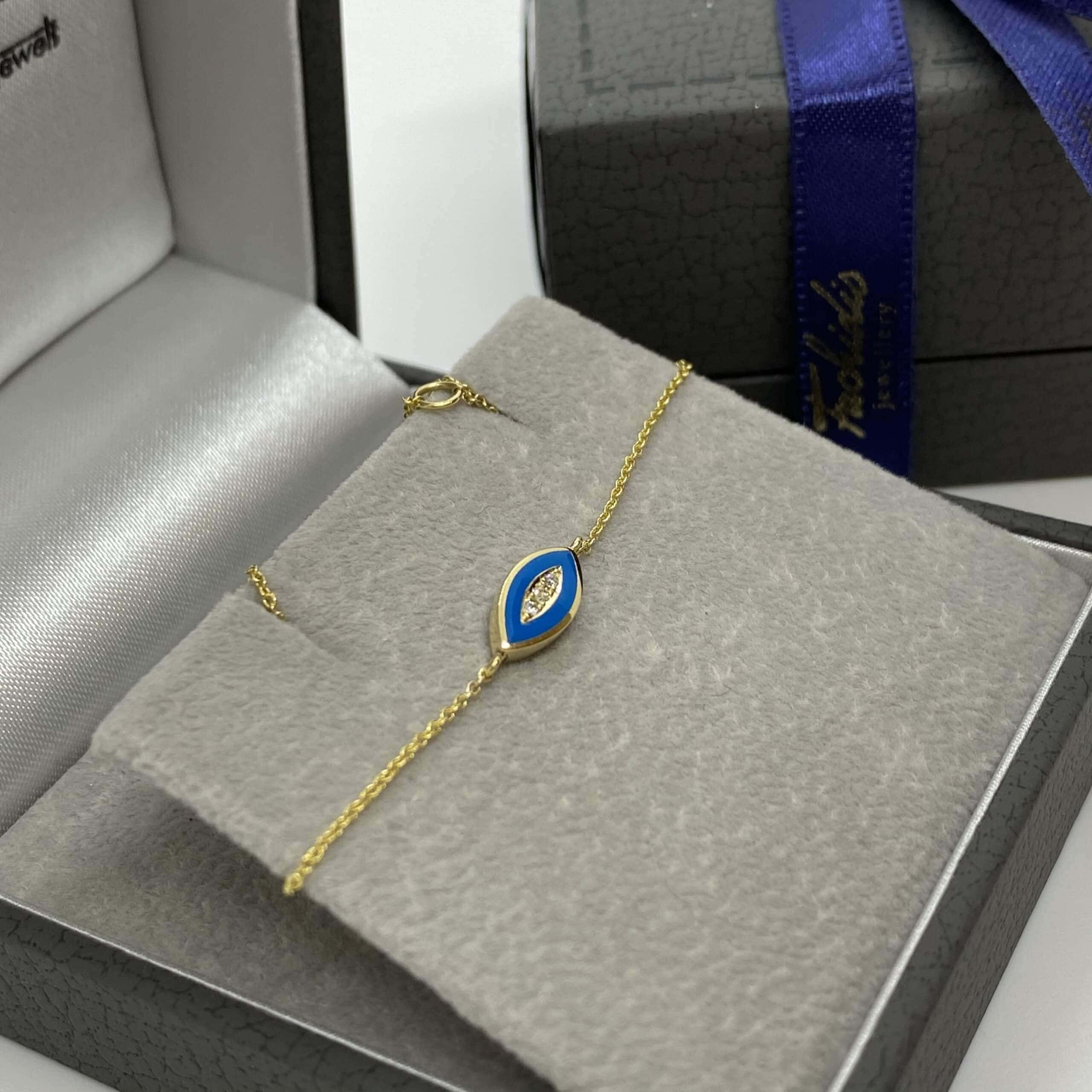 Royal blue enamel eye chain bracelet — Melina Fachidis (5)