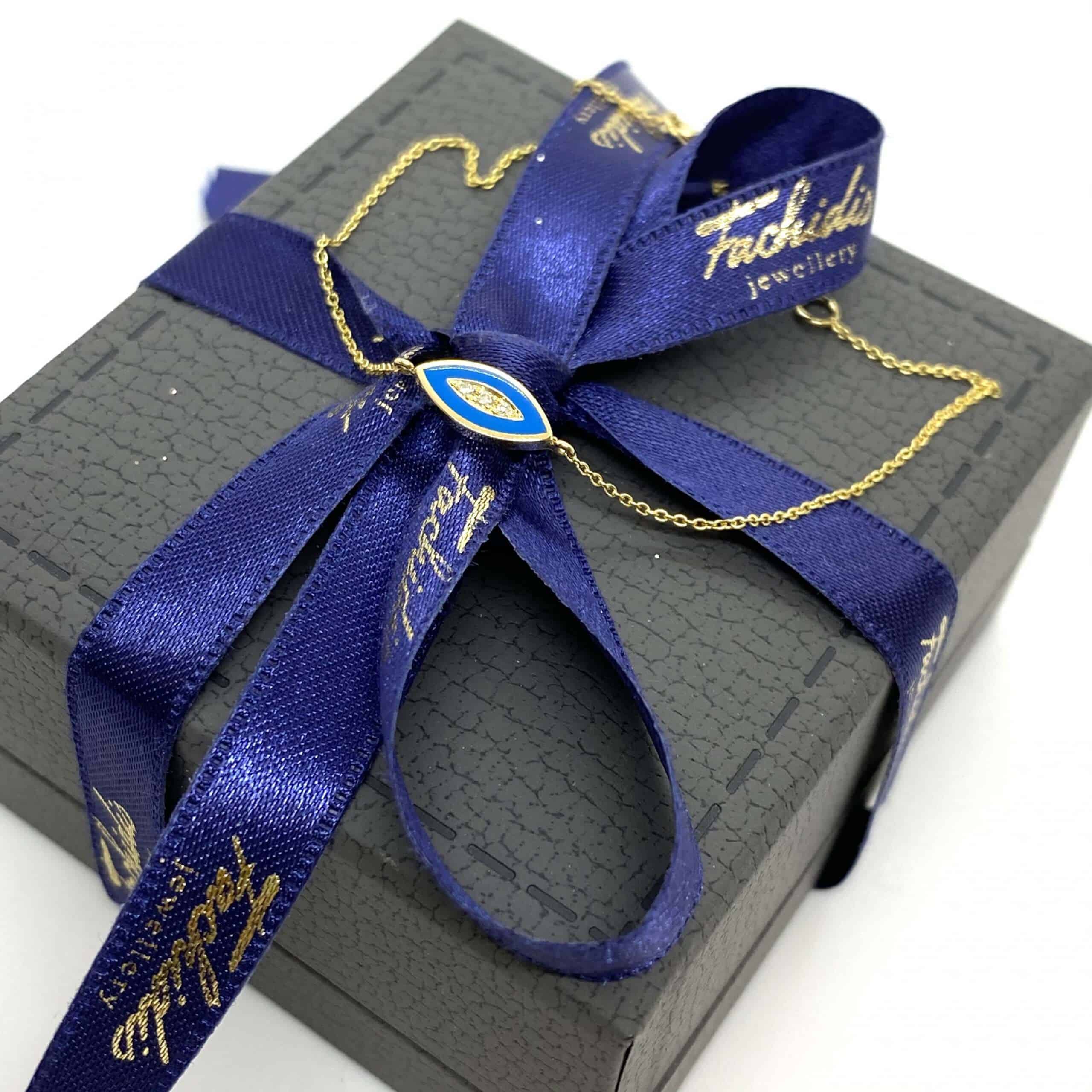 Royal blue enamel eye chain bracelet — Melina Fachidis (6)
