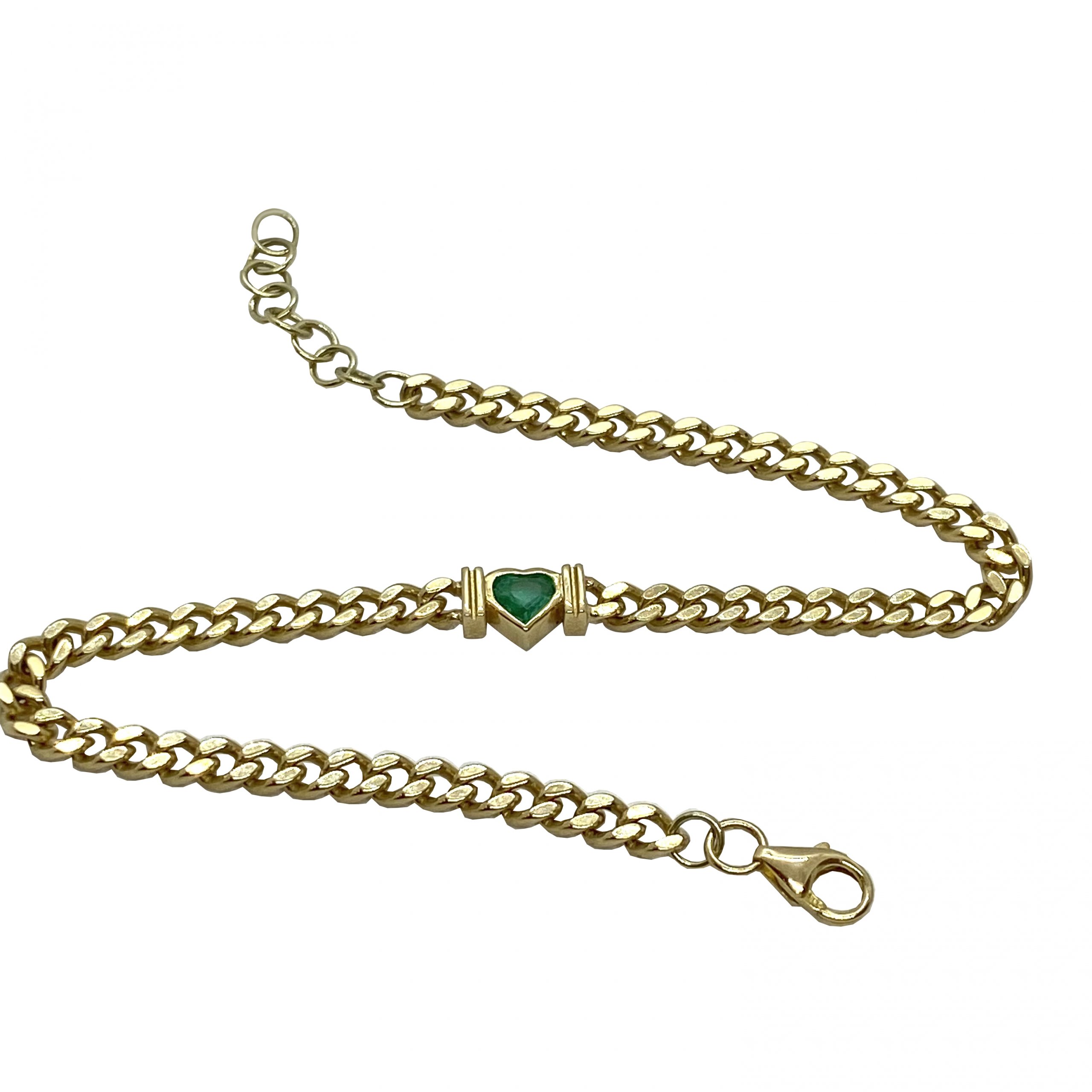 Emerald heart retro chain bracelet — Melina Fachidis