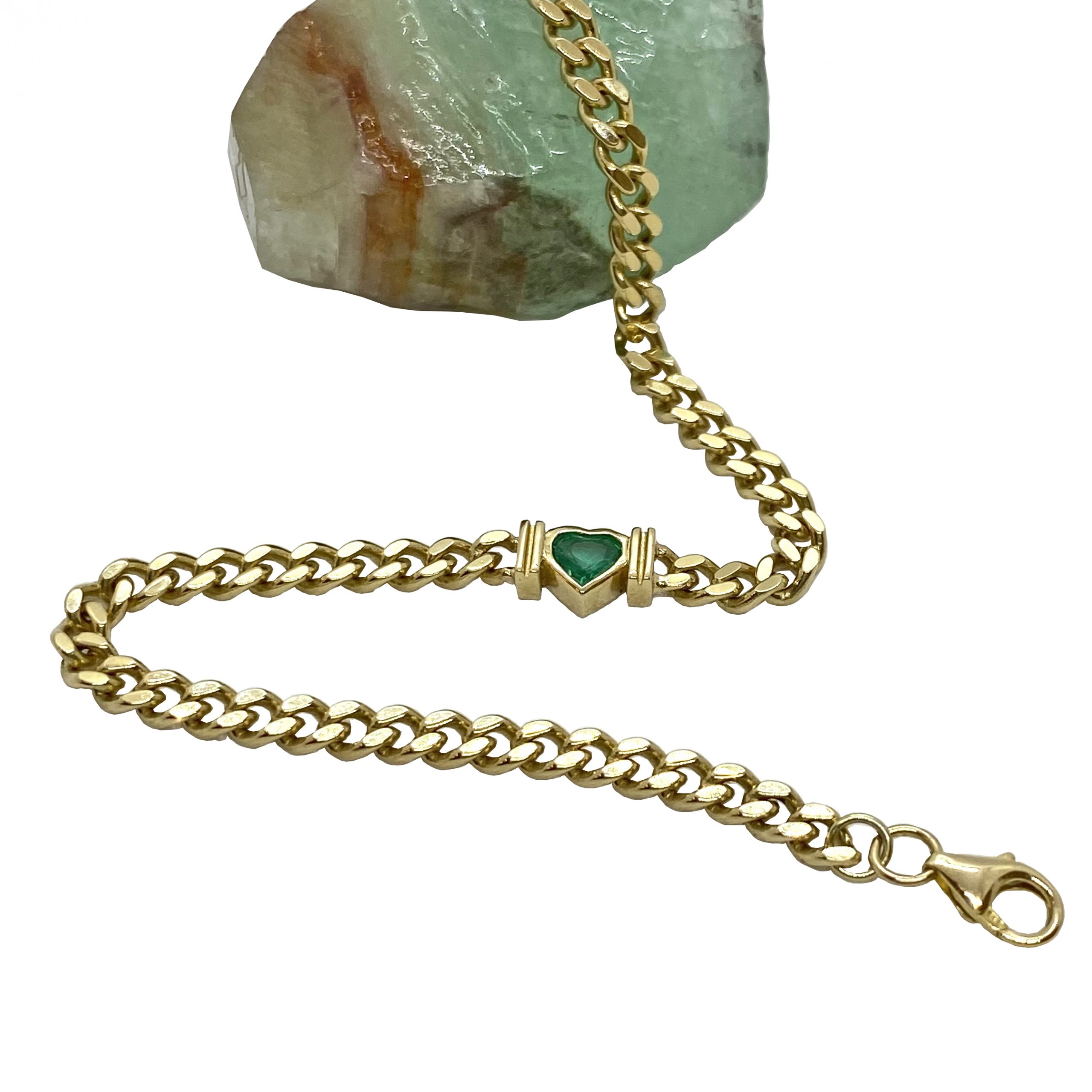 Emerald heart retro chain bracelet — Melina Fachidis (4)