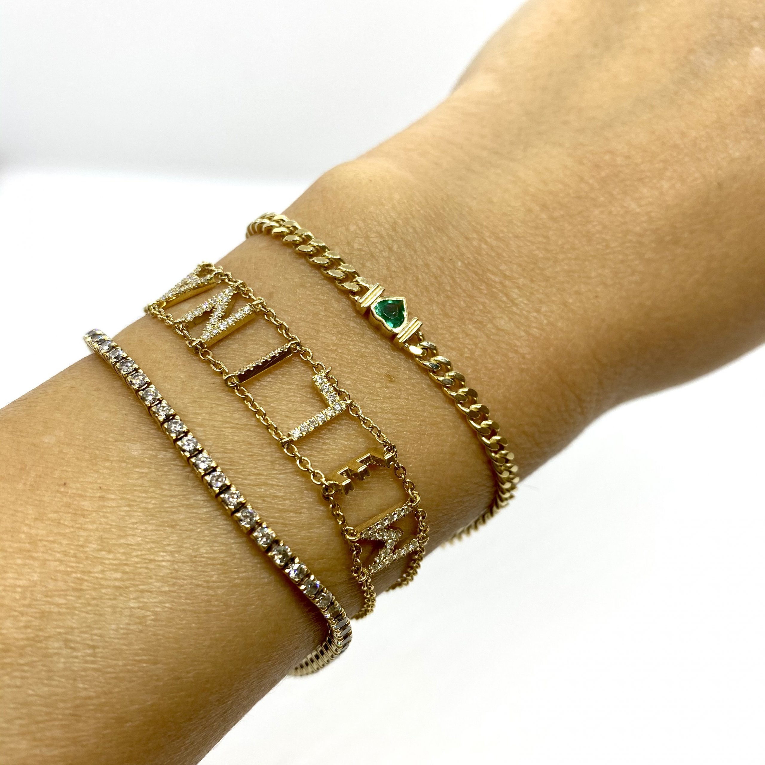 Emerald heart retro chain bracelet — Melina Fachidis (6)