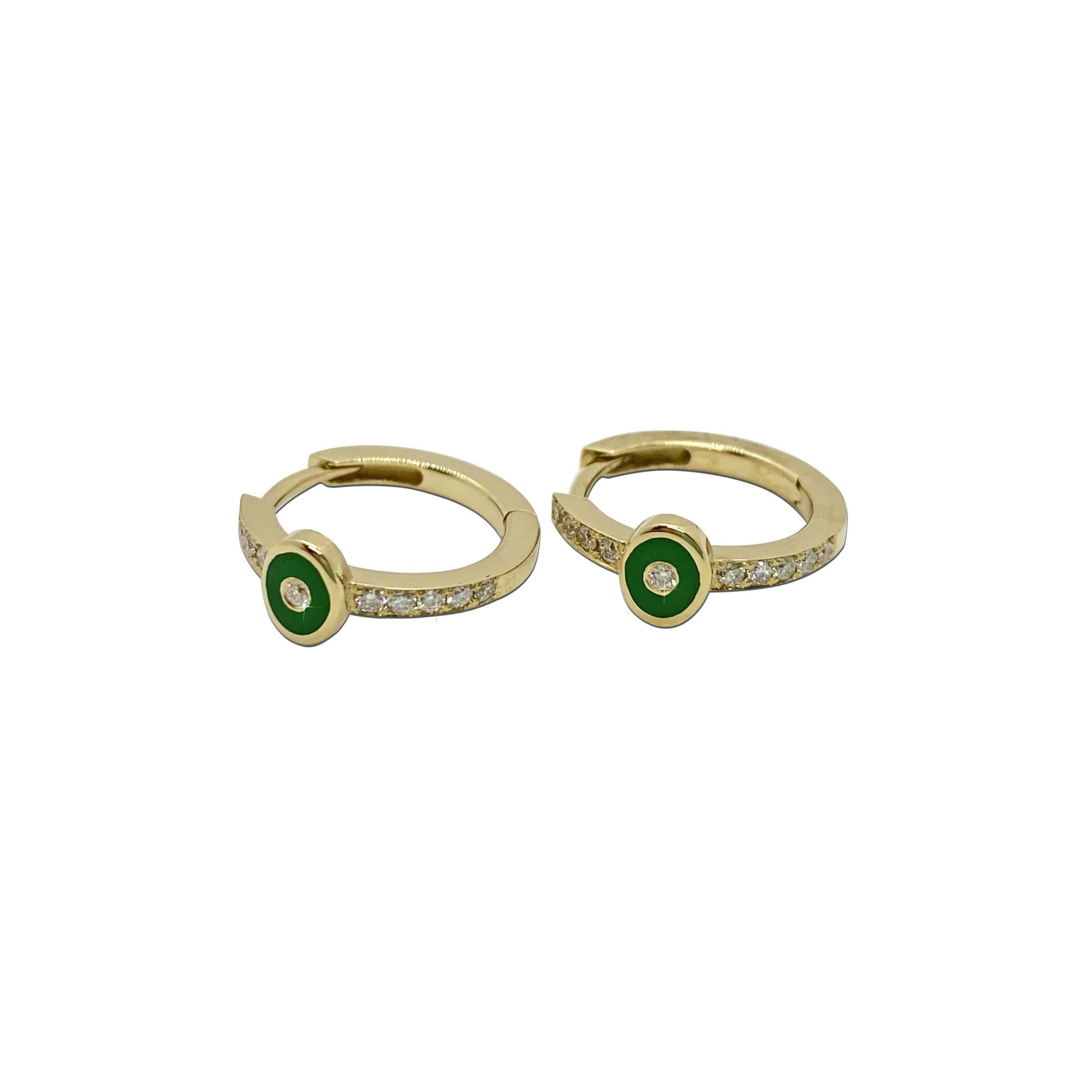 Green enameled small diamond eye hoops — Melina Fachidis (4)